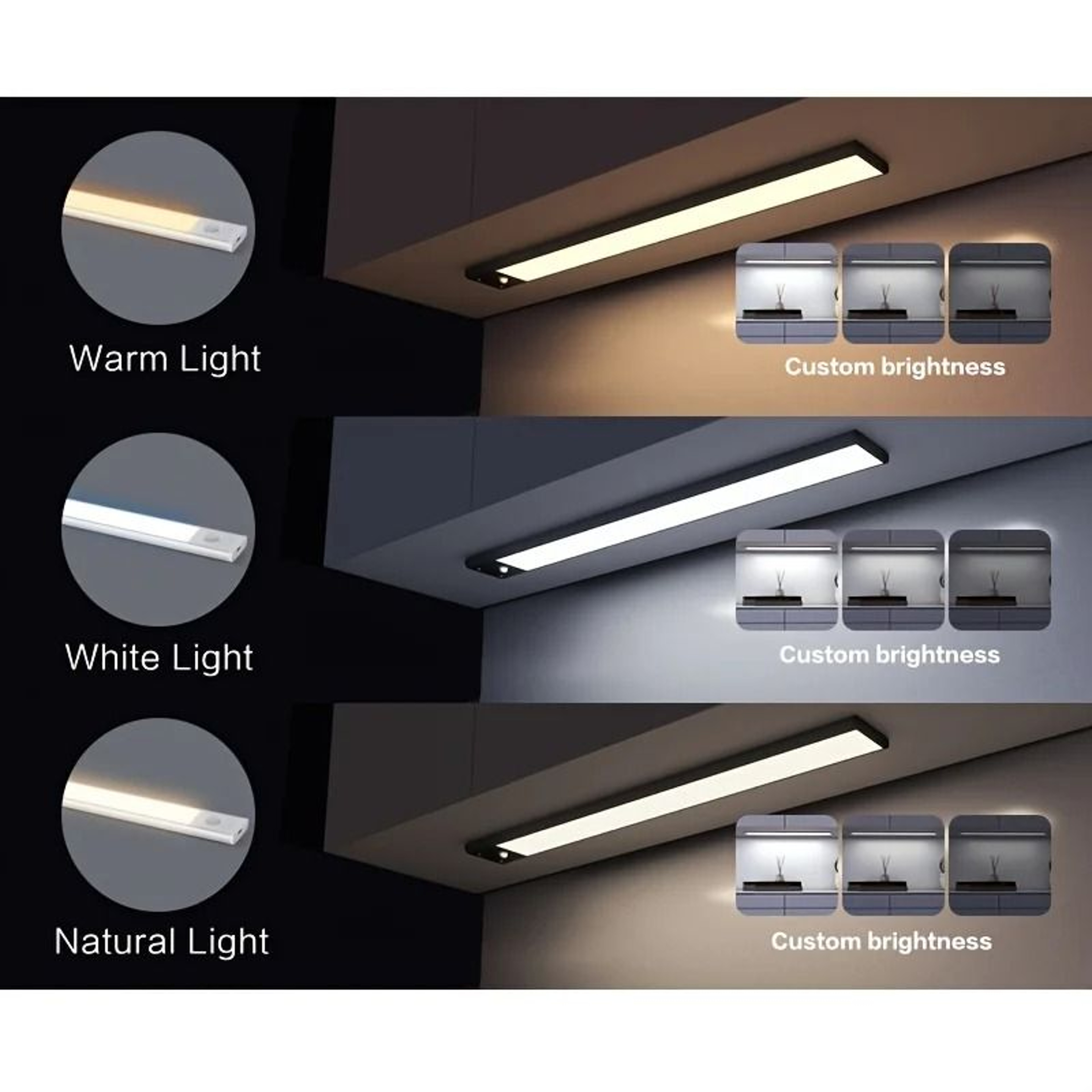 1050cm Rechargeable Motion Sensor Light Wireless Under Cabinet LED Lamp 8
