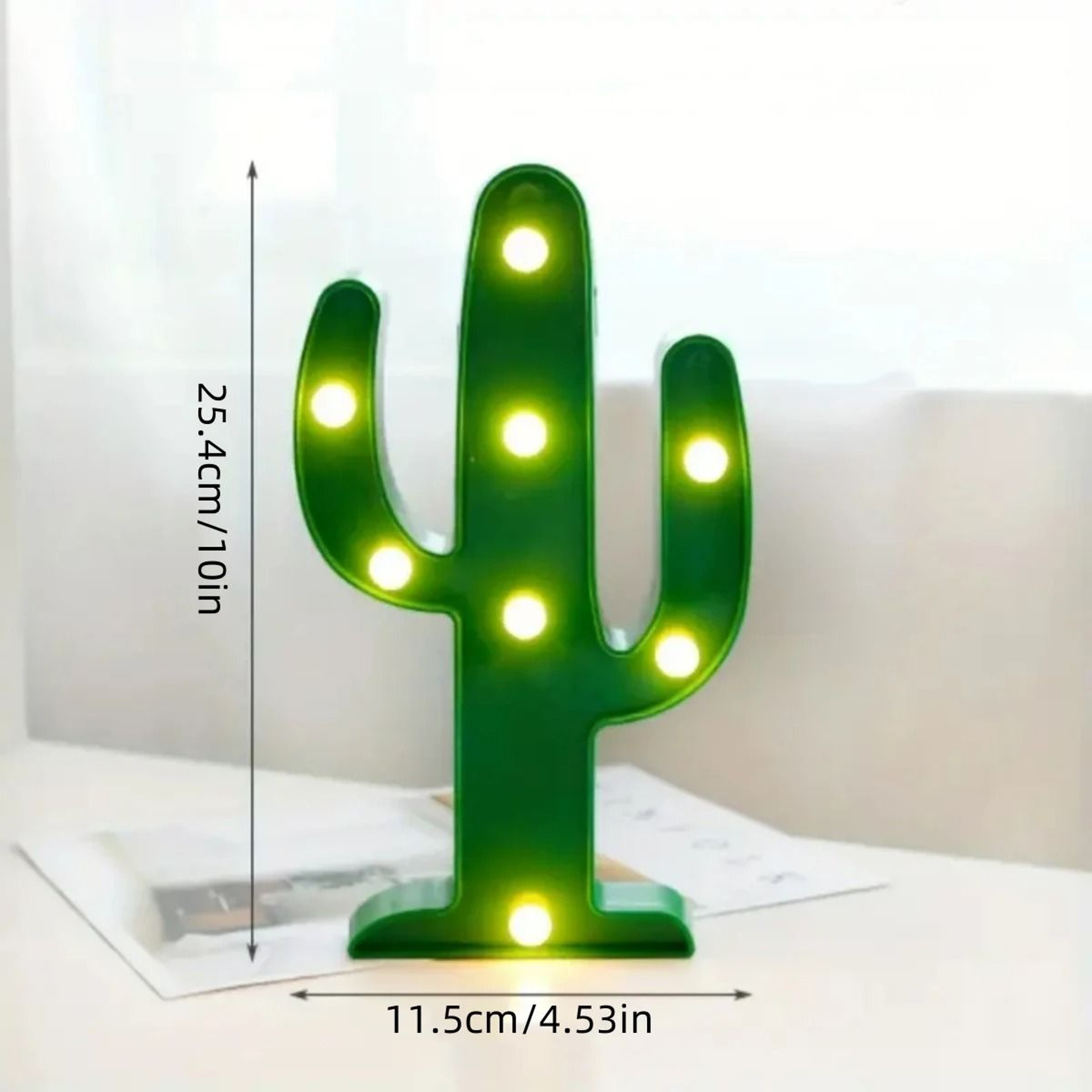 Green Cactus Night Light Battery Powered Table And Wall Lamp 2
