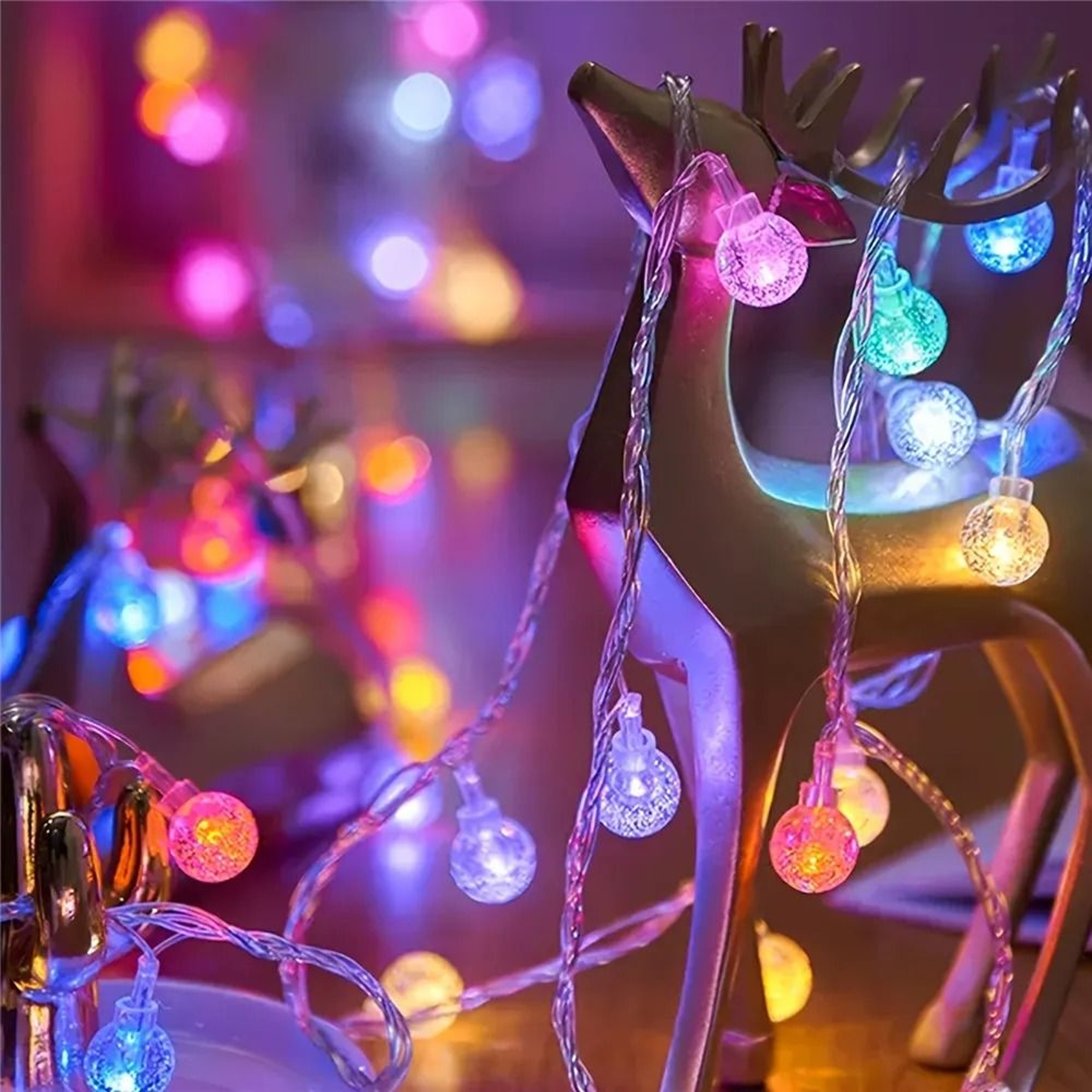 Golden Glow LED Bubble Ball String Lights Battery Powered Fairy Garland 5