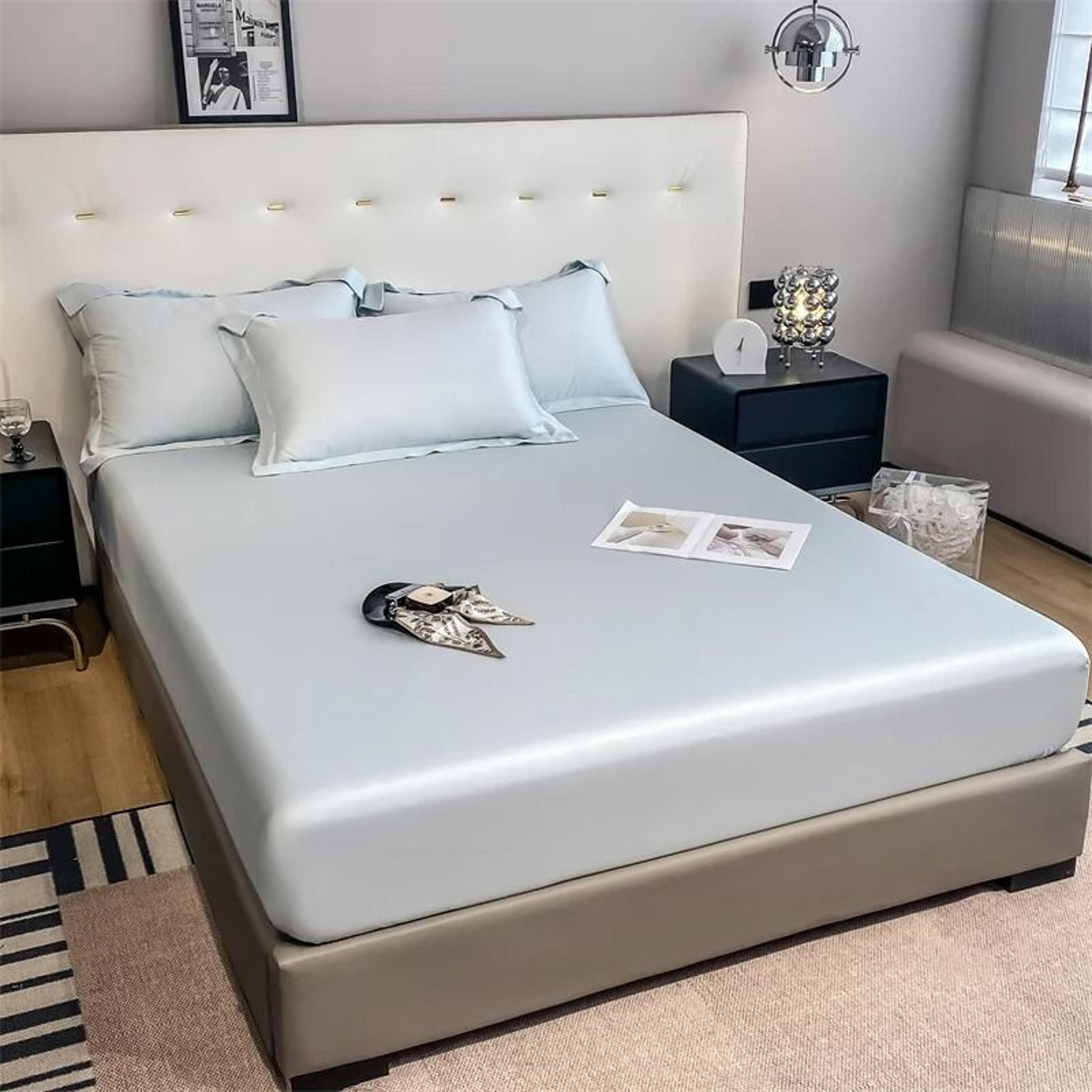 Mulberry Silk Fitted Sheet Soft Elastic Silk Mattress Cover 0