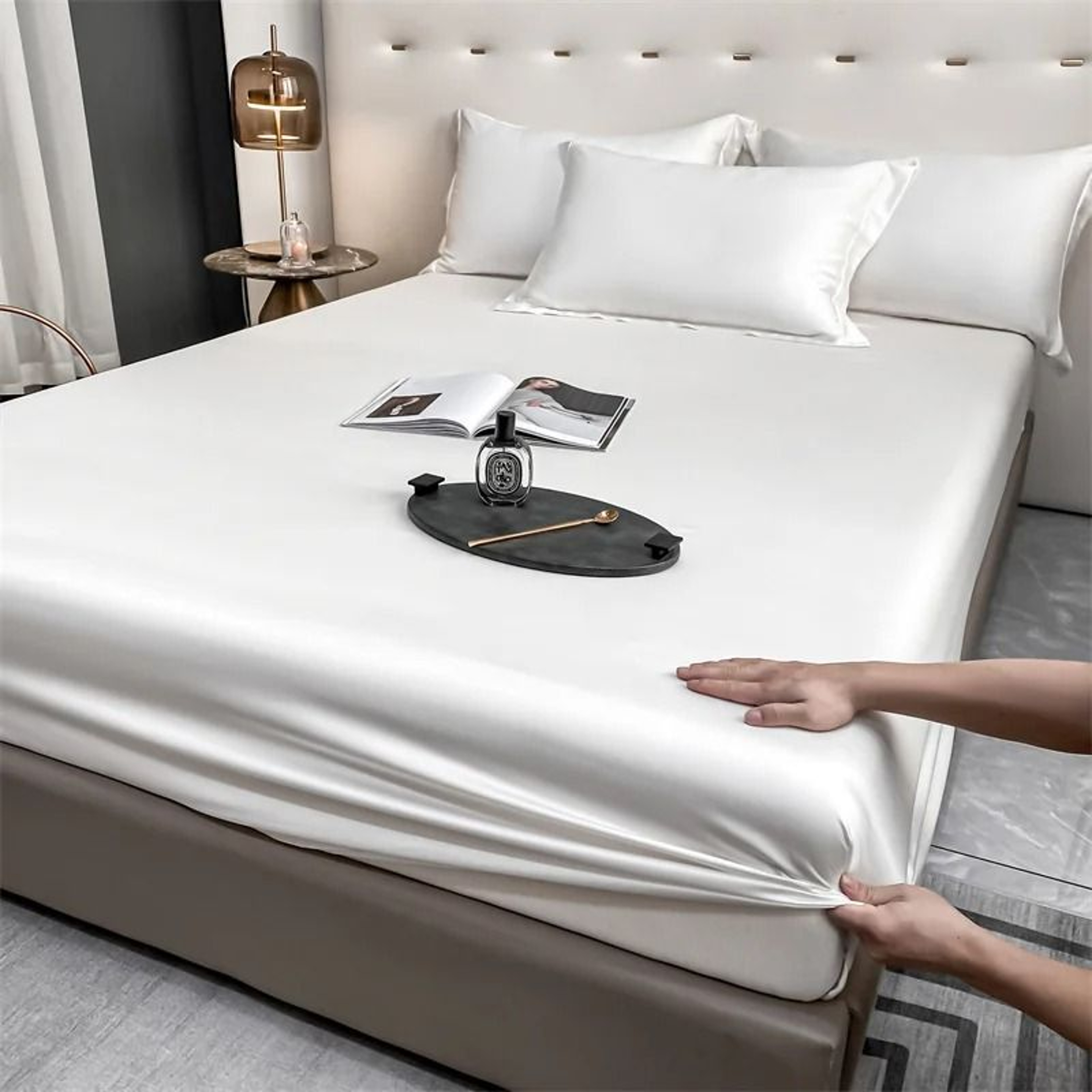 Mulberry Silk Fitted Sheet Soft Elastic Silk Mattress Cover 4