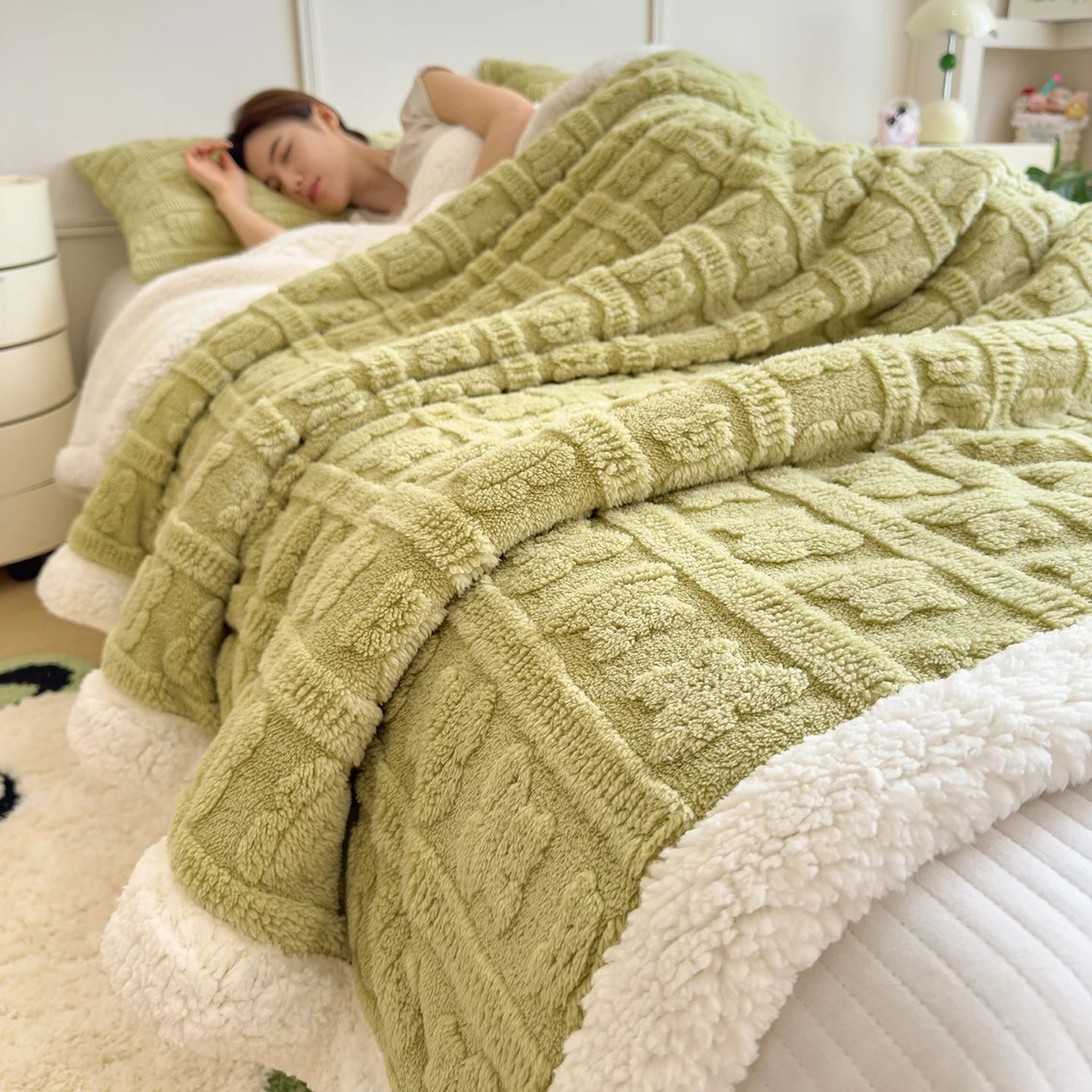 Thick Coral Fleece Winter Blanket Soft Lamb Wool Sofa Throw 6