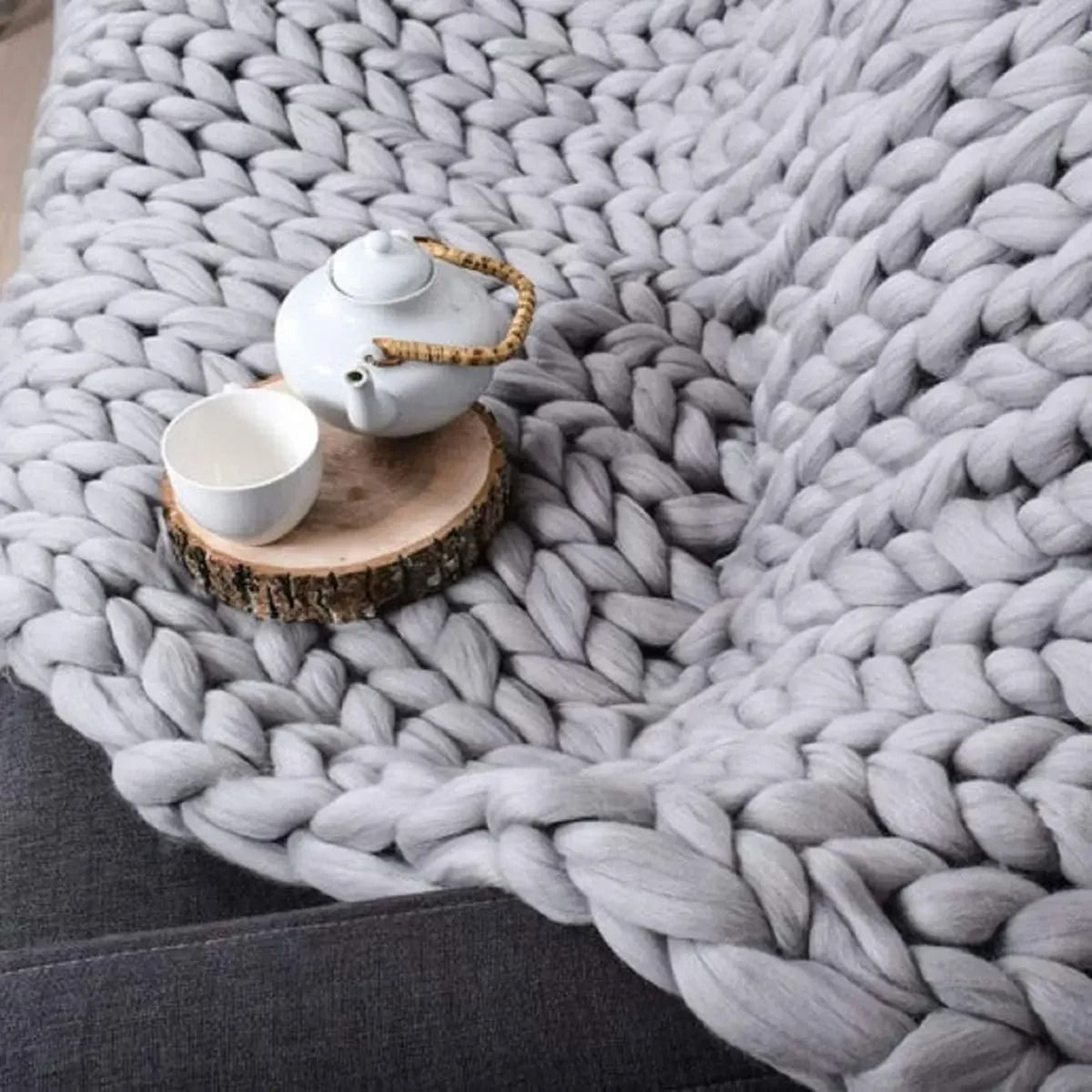 Chenille Chunky Knit Throw Blanket Soft Giant Yarn Couch Blanket 0