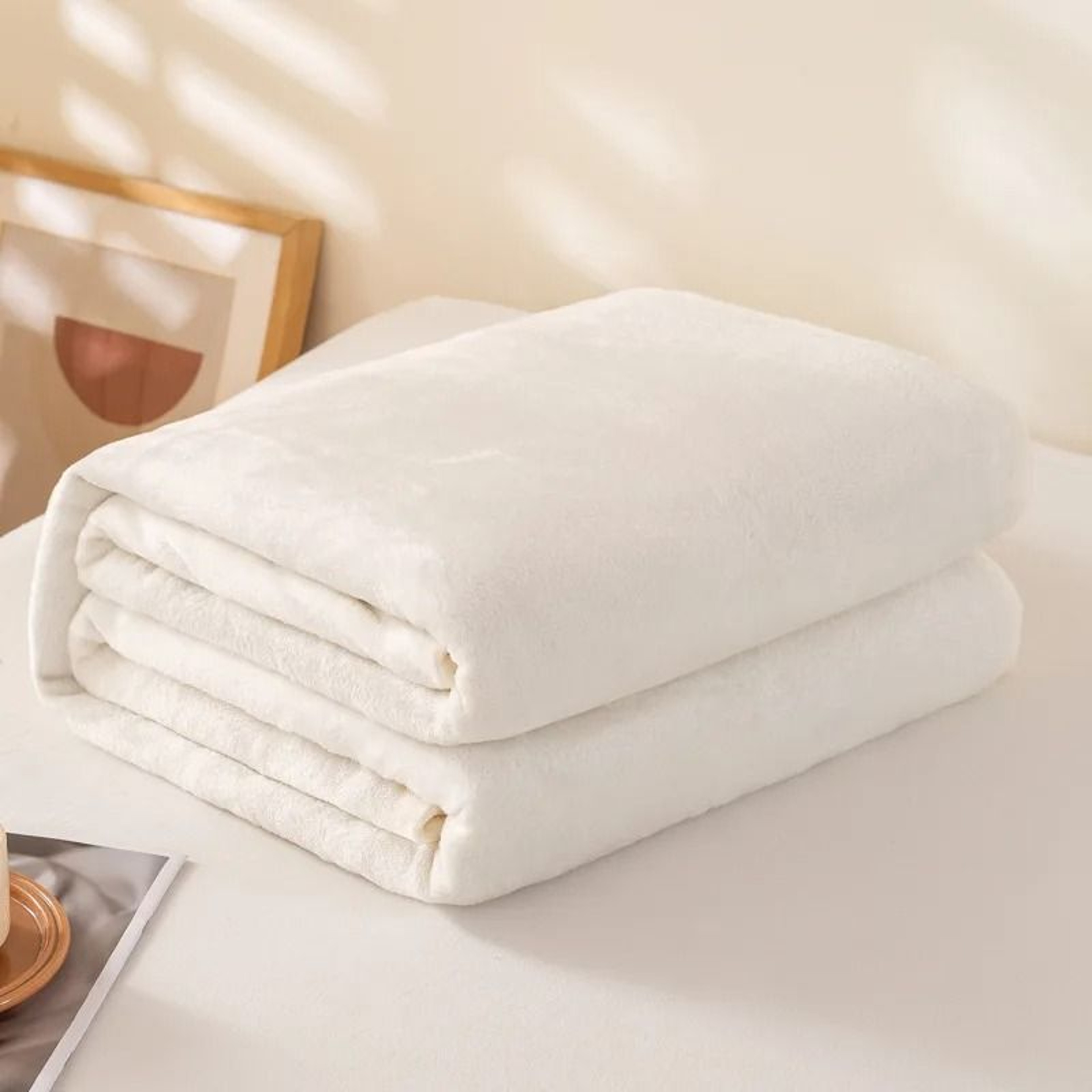 Coral Fleece Flannel Blanket Soft Warm Solid Color Bed Throw 7