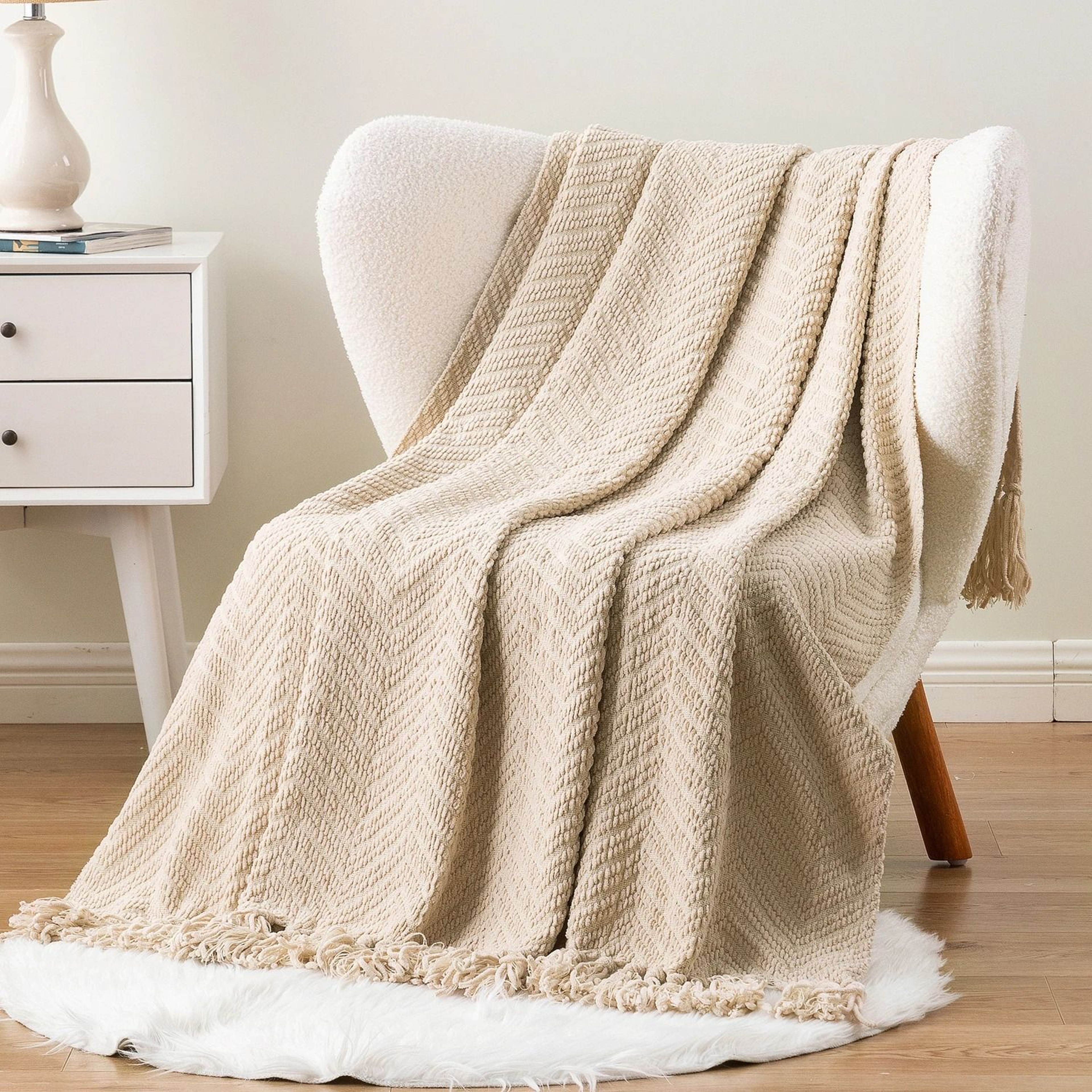 Battilo Chenille Knit Throw Blanket Soft Thick Decorative Sofa Throw 0