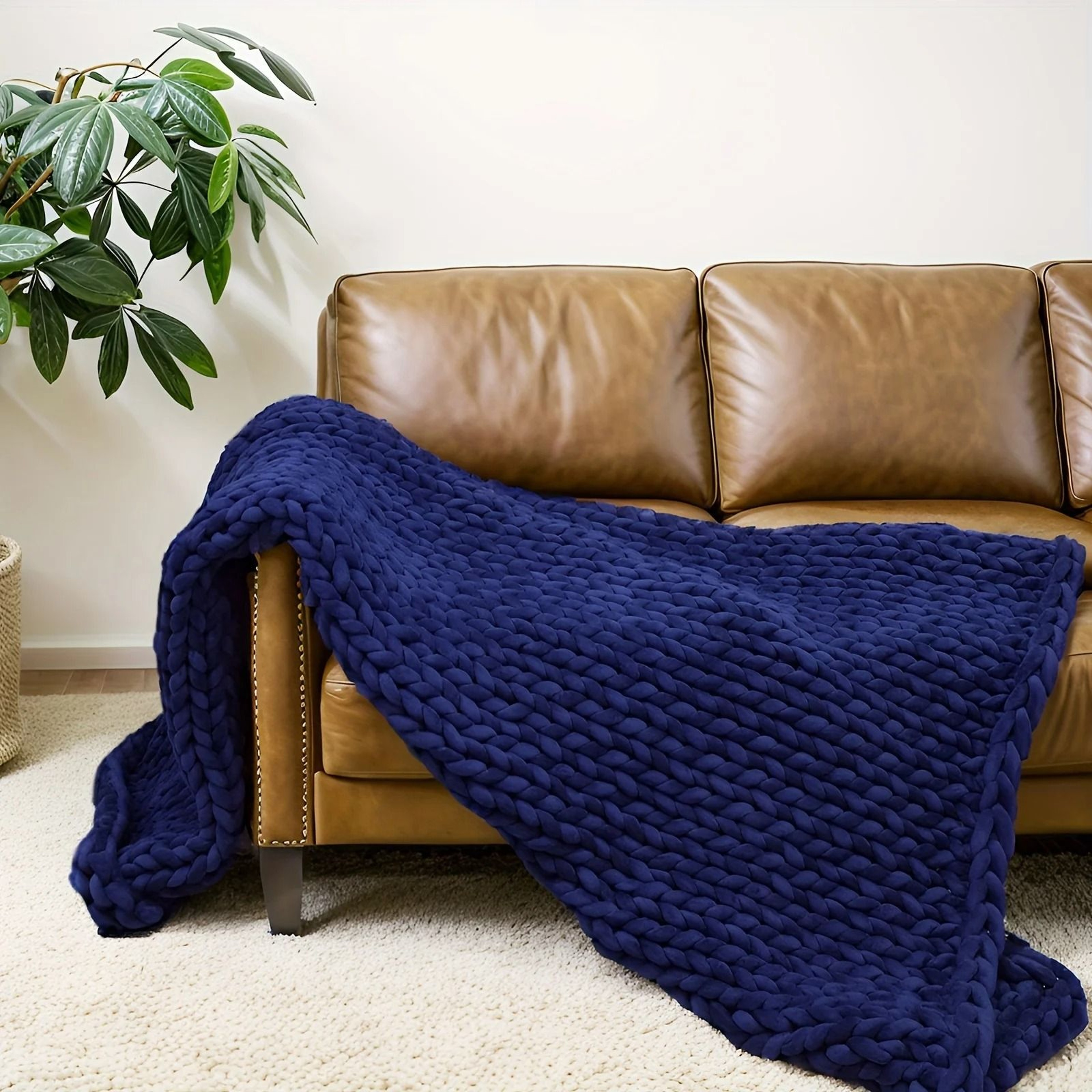 Chunky Knit Weighted Blanket Soft Breathable Queen Size Throw 0