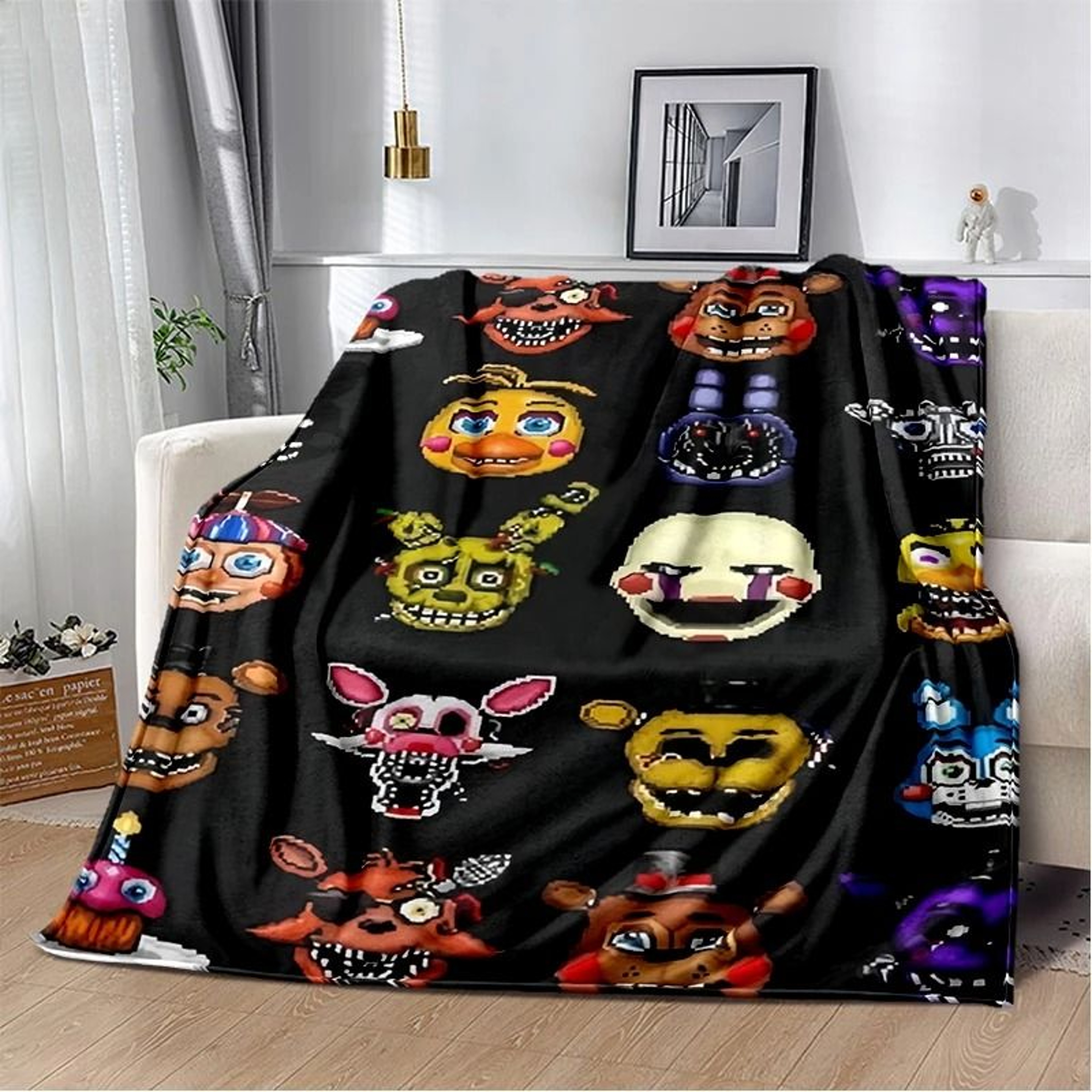 FNAF Freddy Flannel Throw Blanket Soft Horror Game Bed Cover 3
