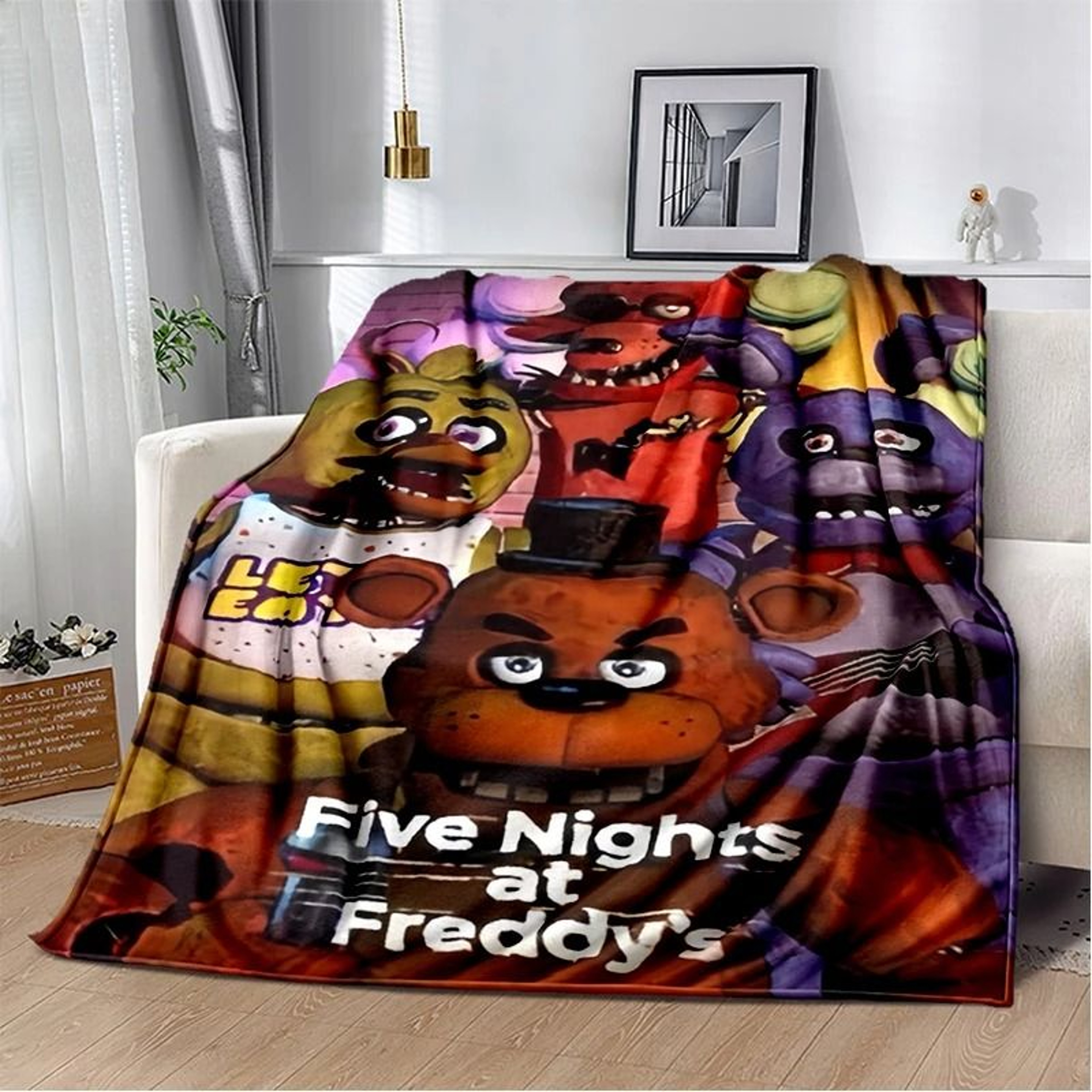 FNAF Freddy Flannel Throw Blanket Soft Horror Game Bed Cover 1