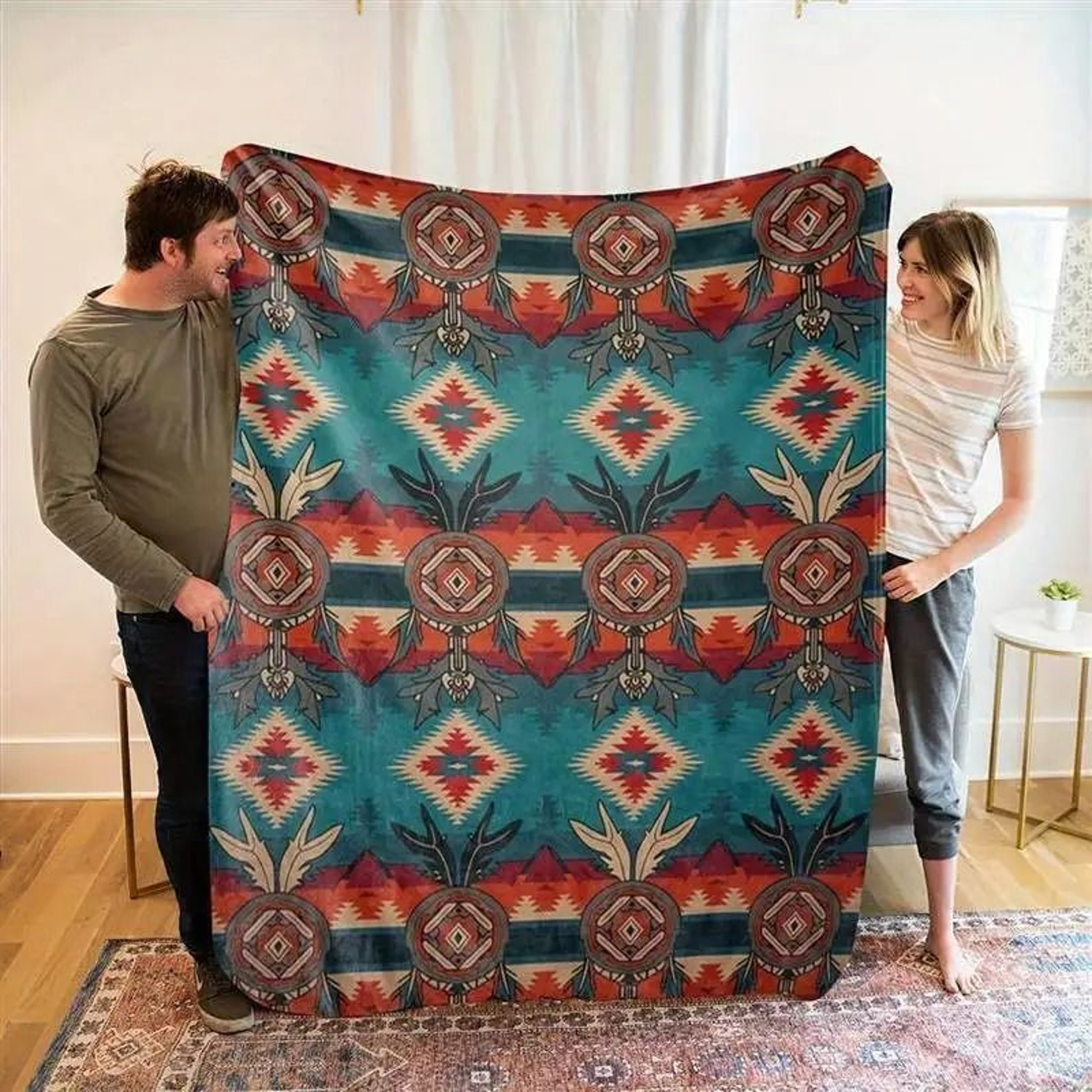 Southwestern Aztec Throw Blanket Soft Tribal Boho Fleece 9