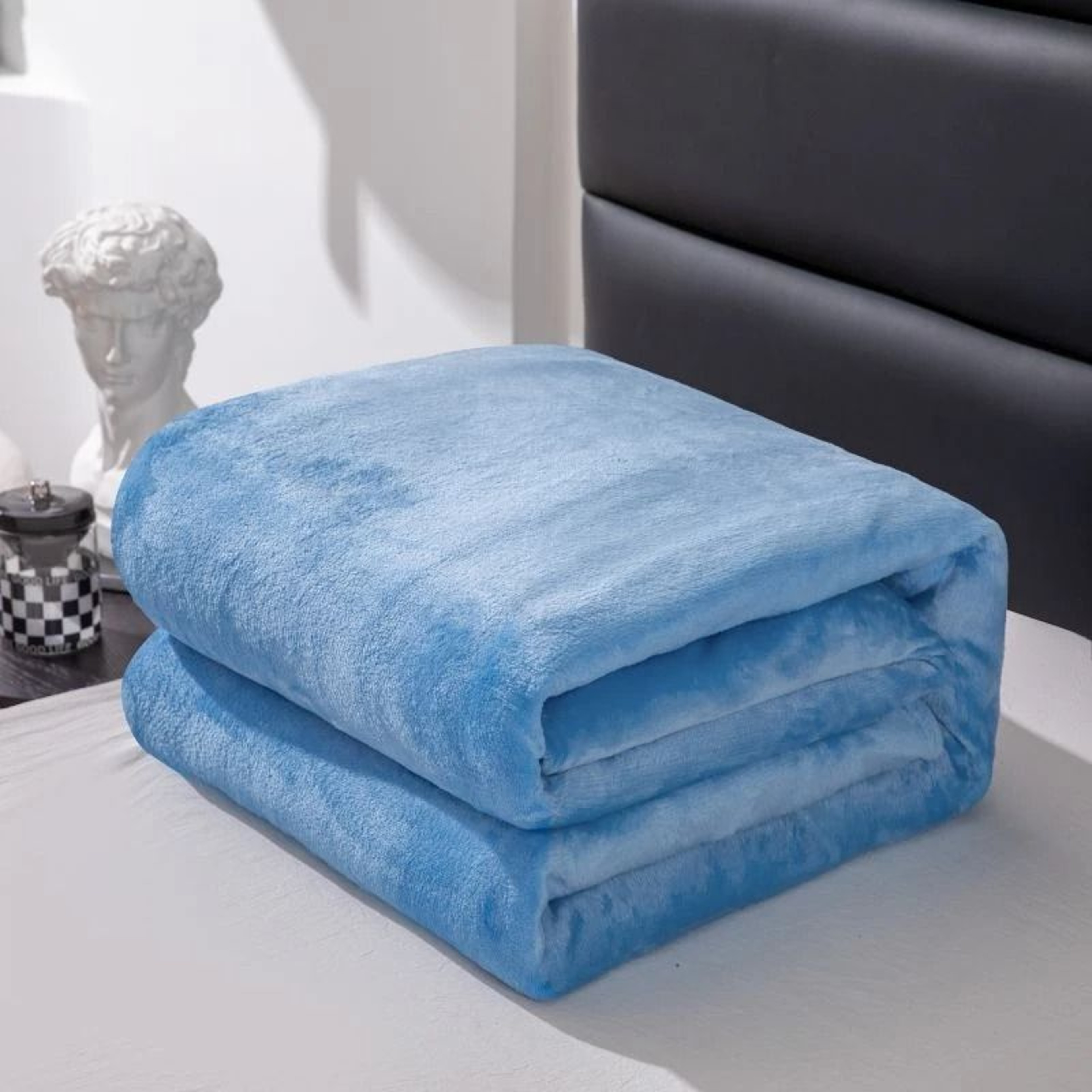 Minimalist Gray Flannel Blanket Soft Warm Lightweight Throw 3