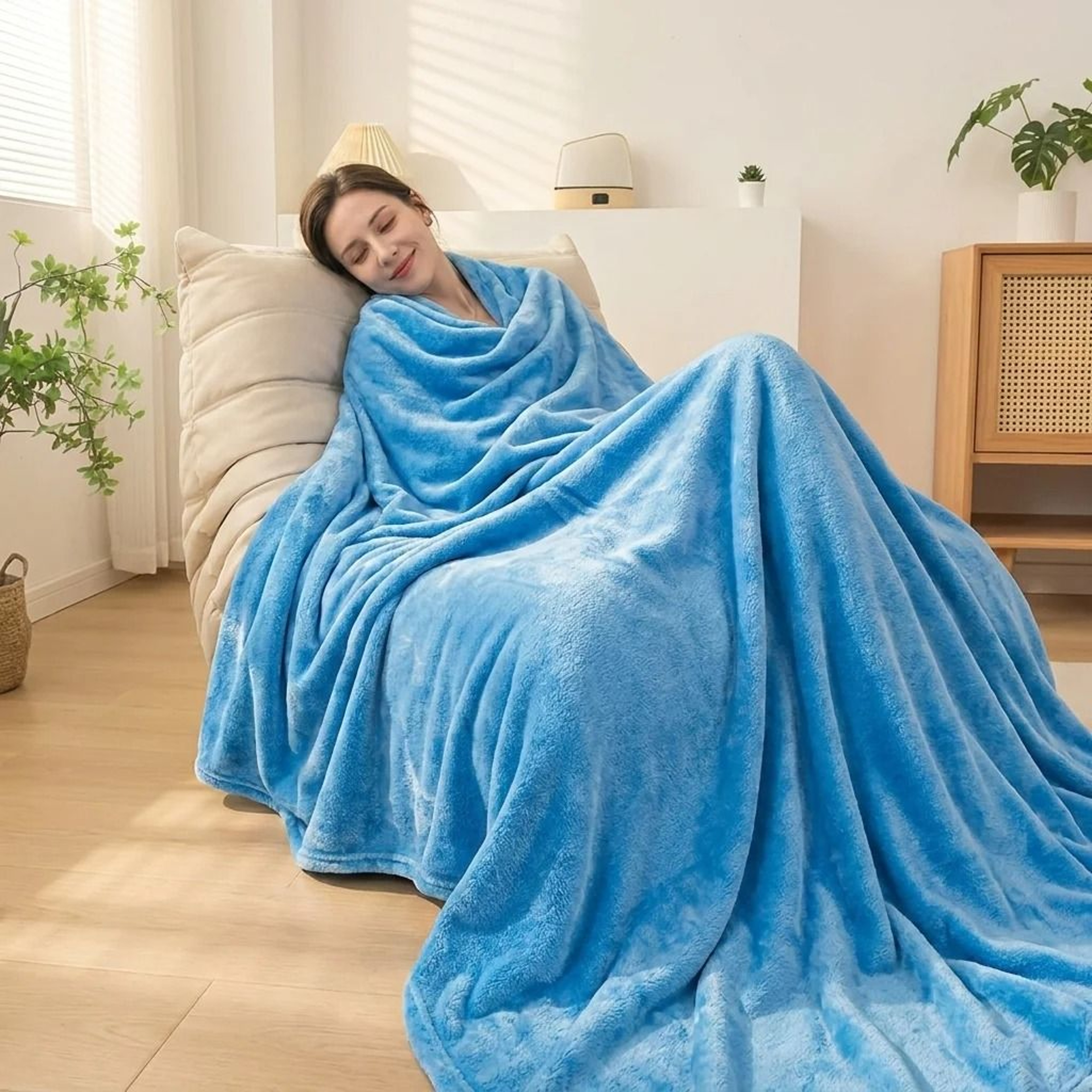 Minimalist Gray Flannel Blanket Soft Warm Lightweight Throw 7