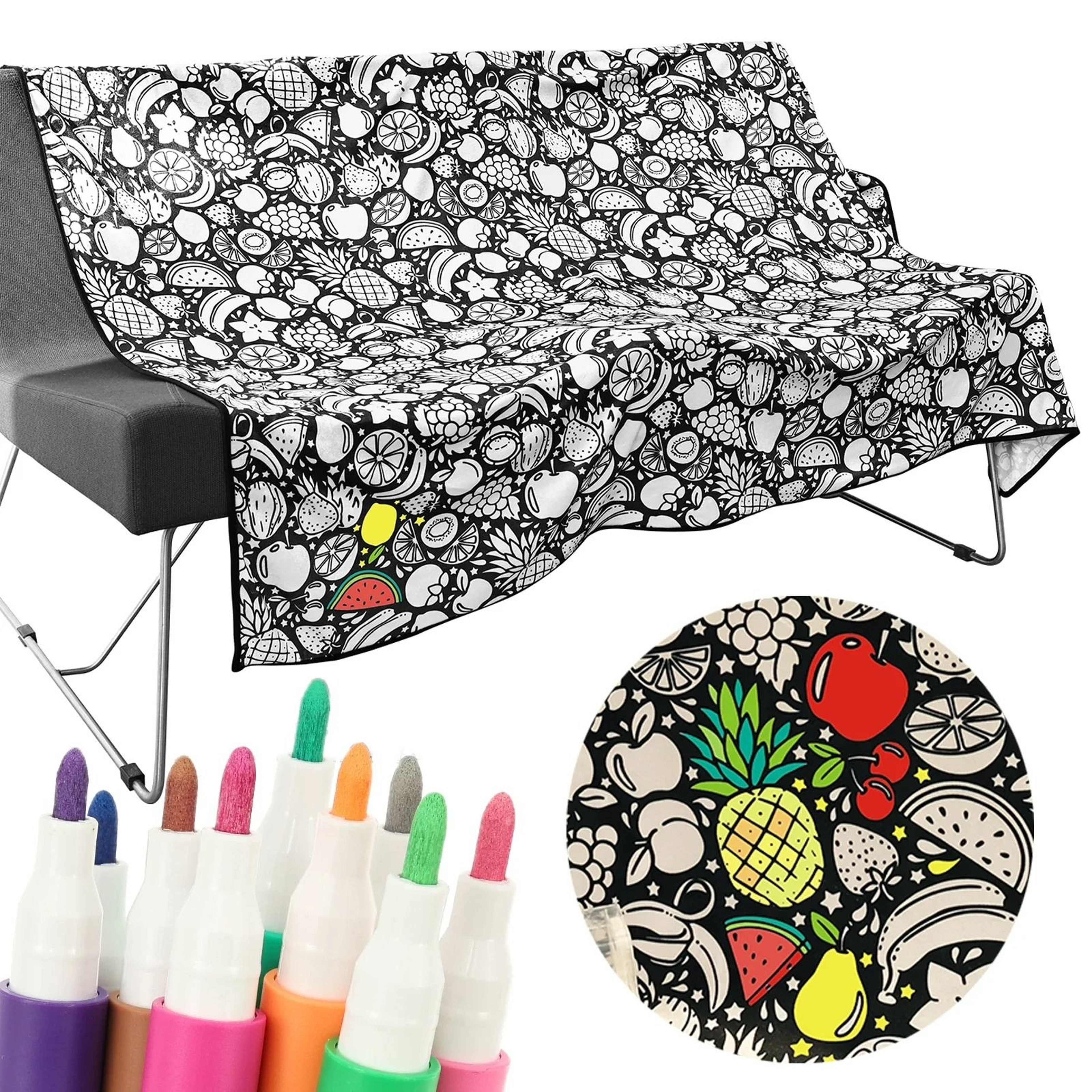 DIY Coloring Blanket With 24 Markers Creative Reusable Art Throw 0