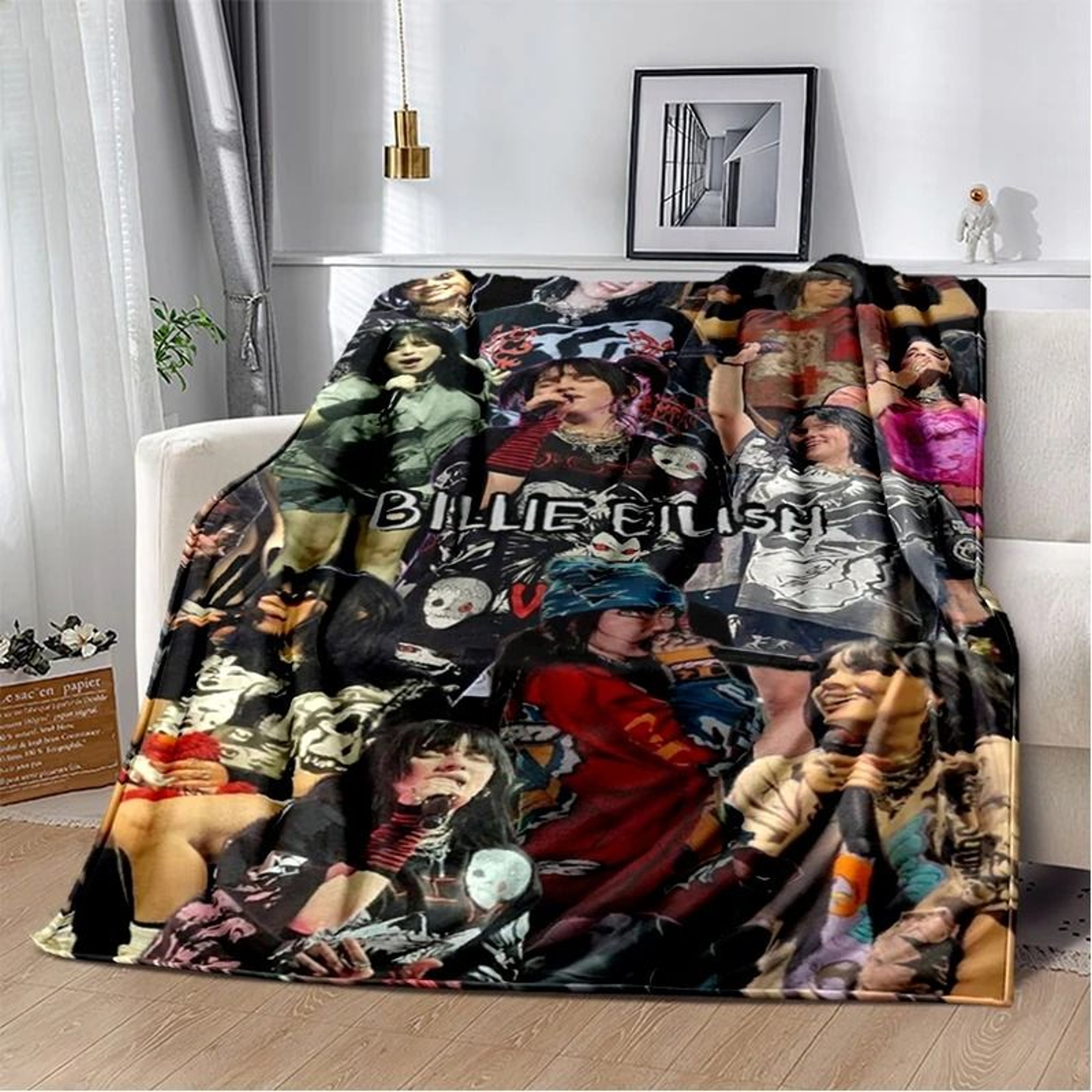 Billie Eilish Flannel Throw Blanket Soft Warm Music Fan Bed Cover 0