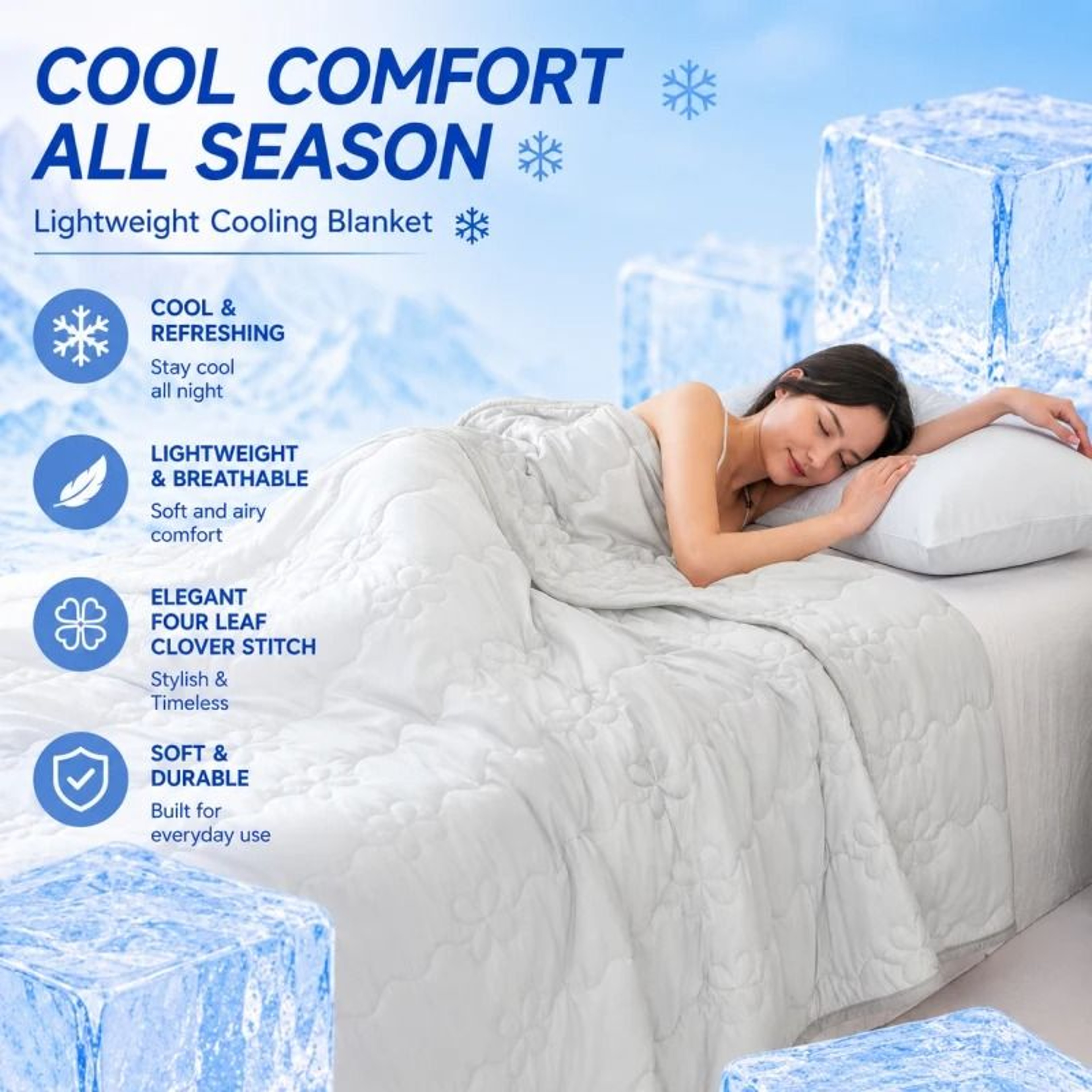 Modern Grey Cooling Blanket Lightweight Clover Quilted Summer Comforter 7