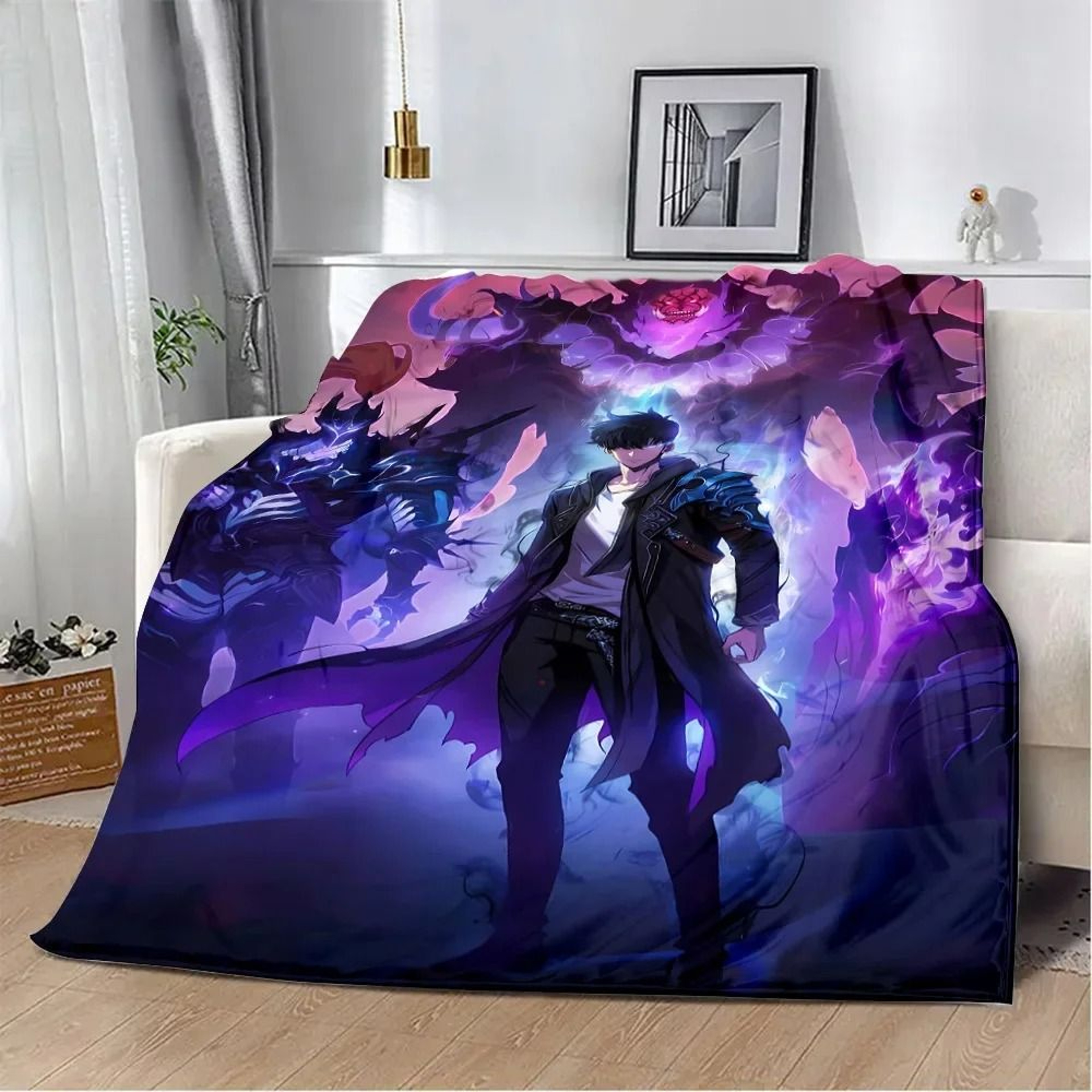 Solo Leveling Flannel Throw Blanket Soft 3D Anime Sofa And Bed Cover 17