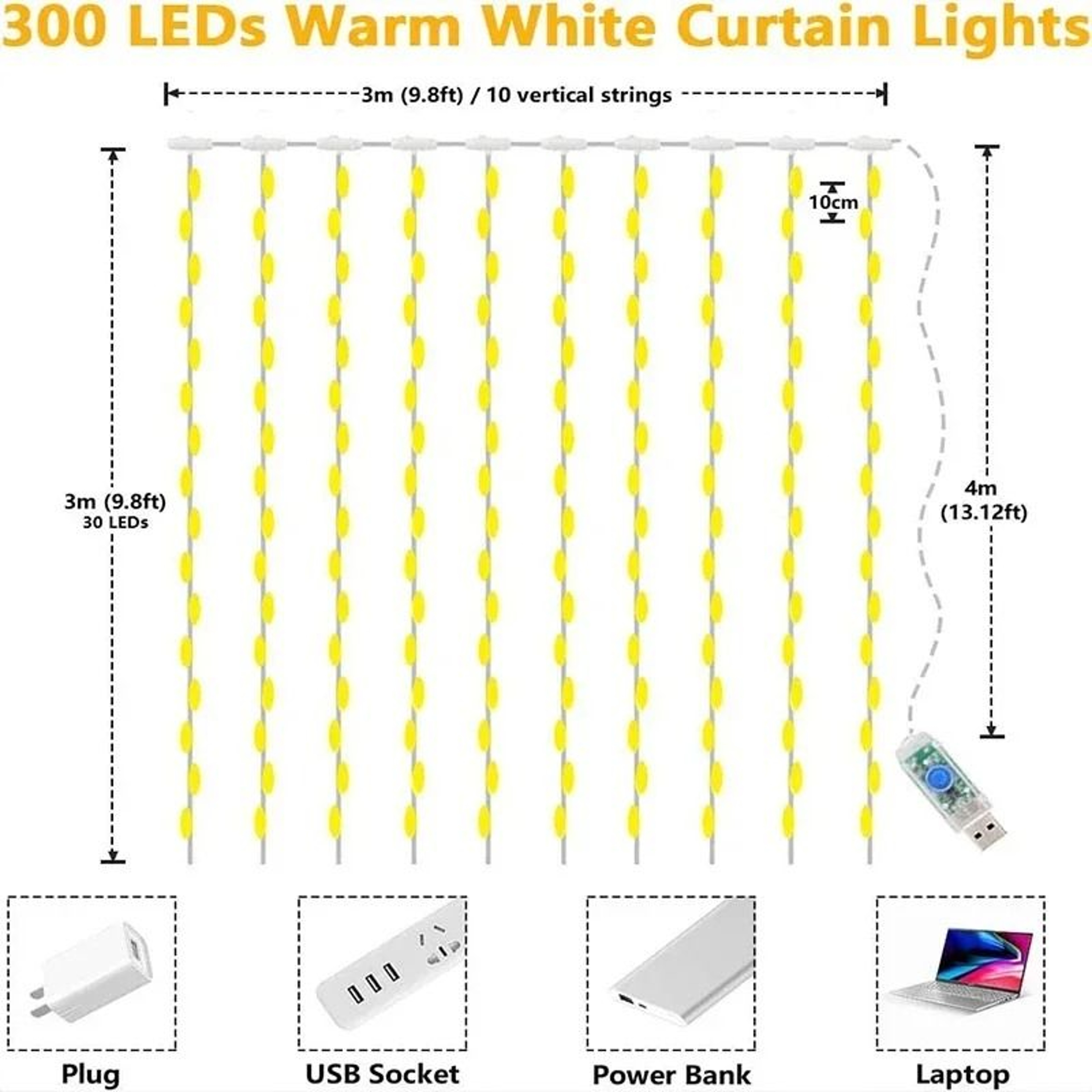 LumiDrape LED Curtain Lights USB Fairy Lights With Remote 5