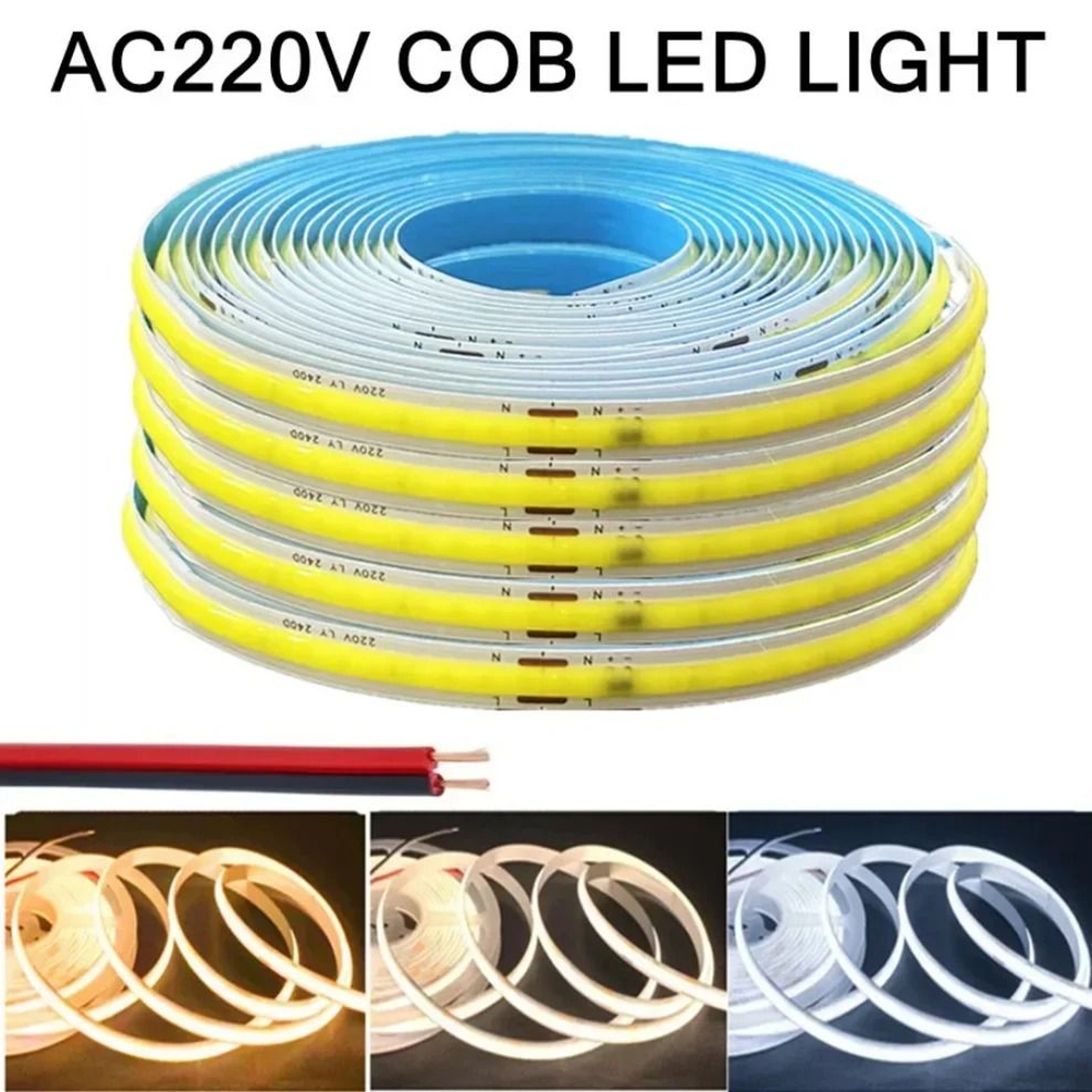 Driverless 220V COB LED Strip For Bright Seamless Warm White Lighting 9