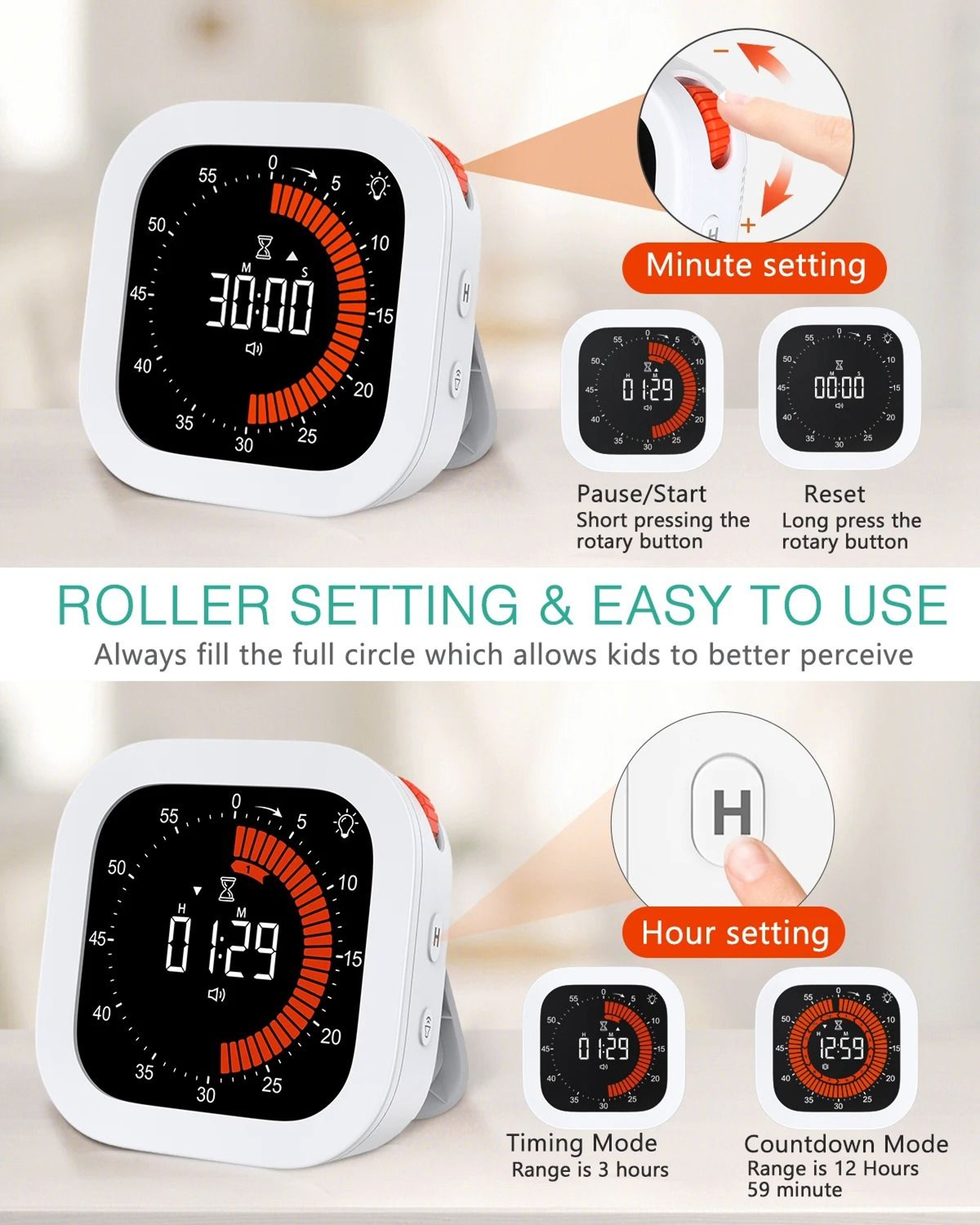 FocusDial Rechargeable Visual Timer And Digital Countdown Timer 5