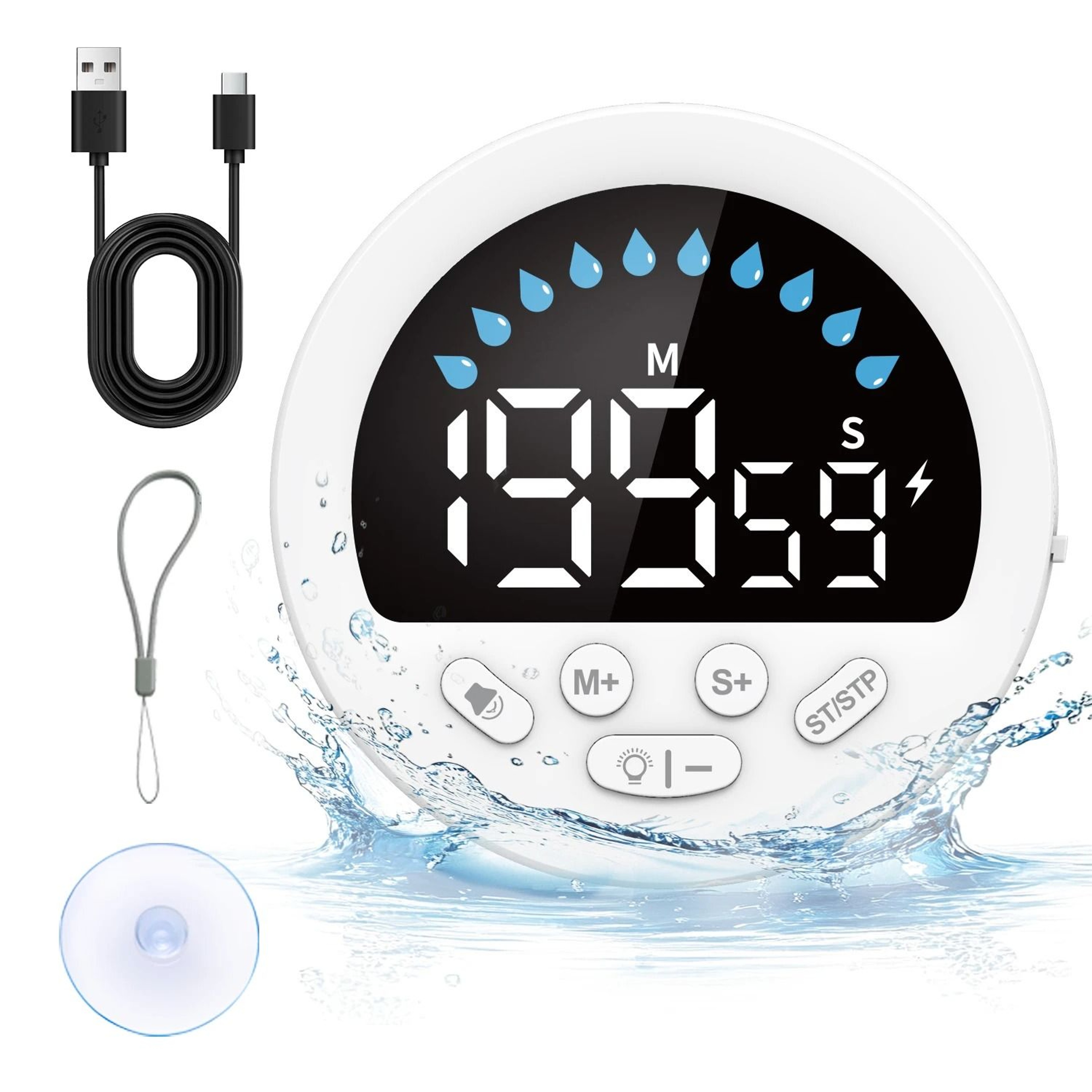 AquaTrack Waterproof Shower Timer With LED Display 1