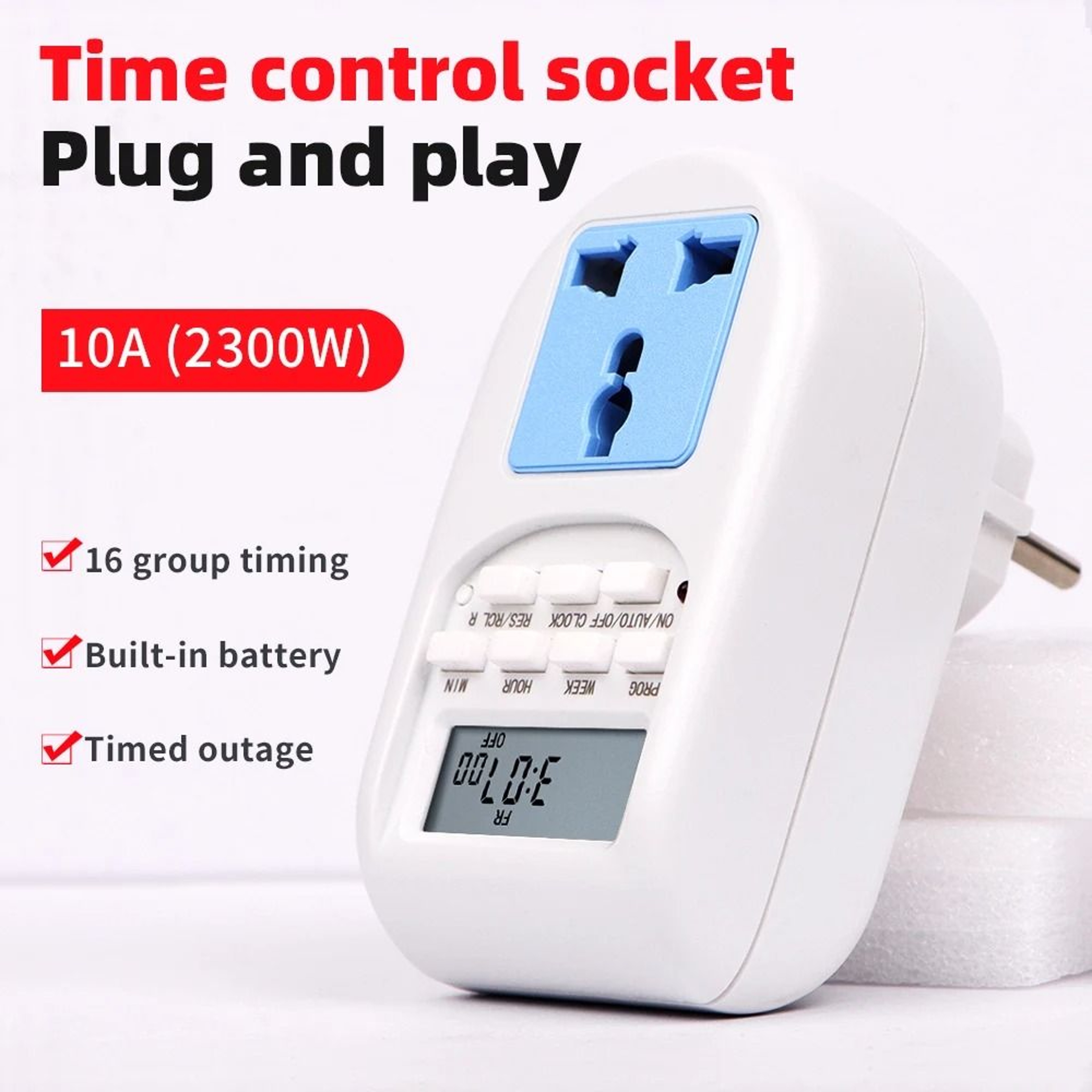 EU Programmable Timer Socket 10A For Weekly Appliance Control 0