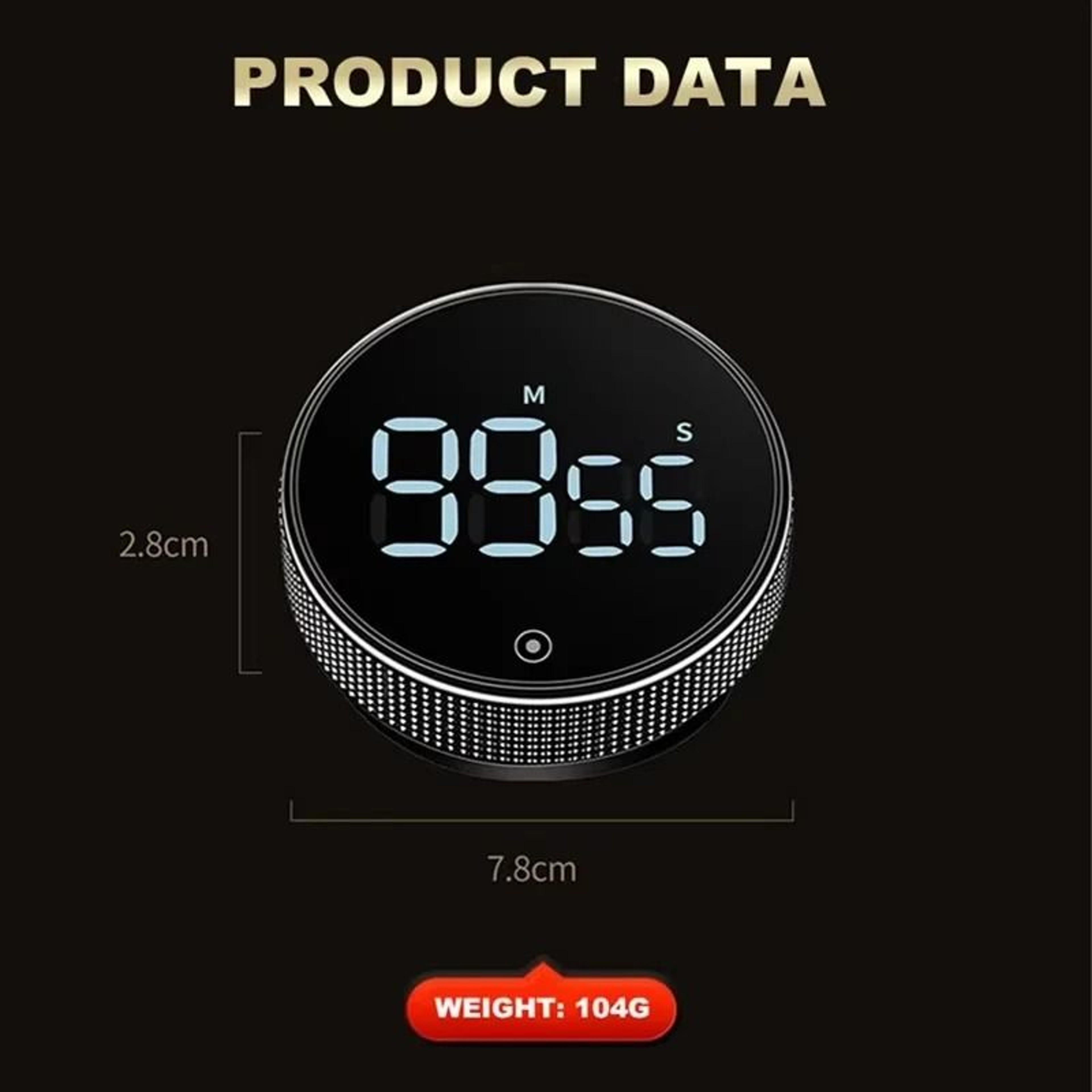 FocusDial Magnetic Kitchen Timer With Count Up Stopwatch Display 6
