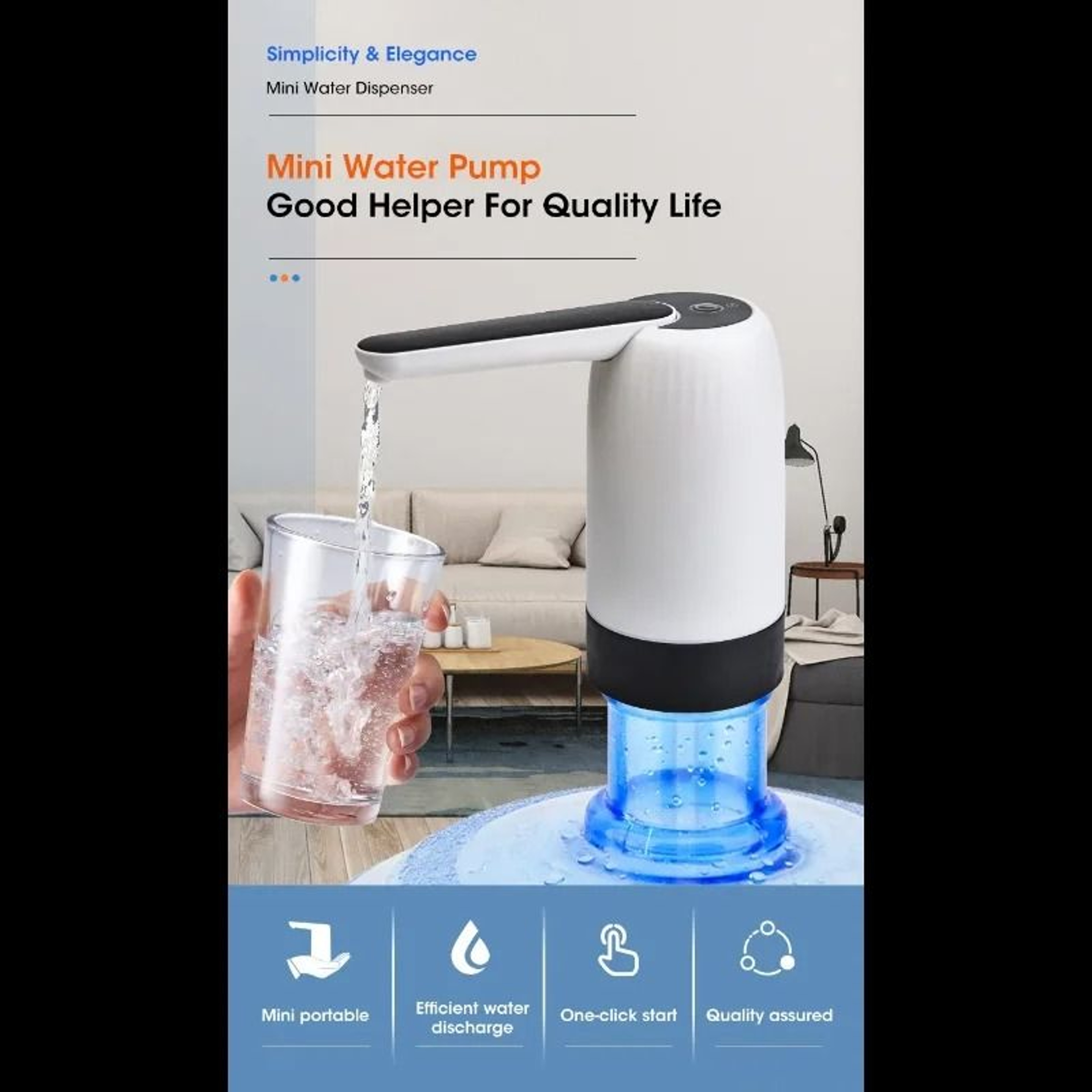 AquaTap Automatic Water Bottle Pump With USB Rechargeable Dispenser 3