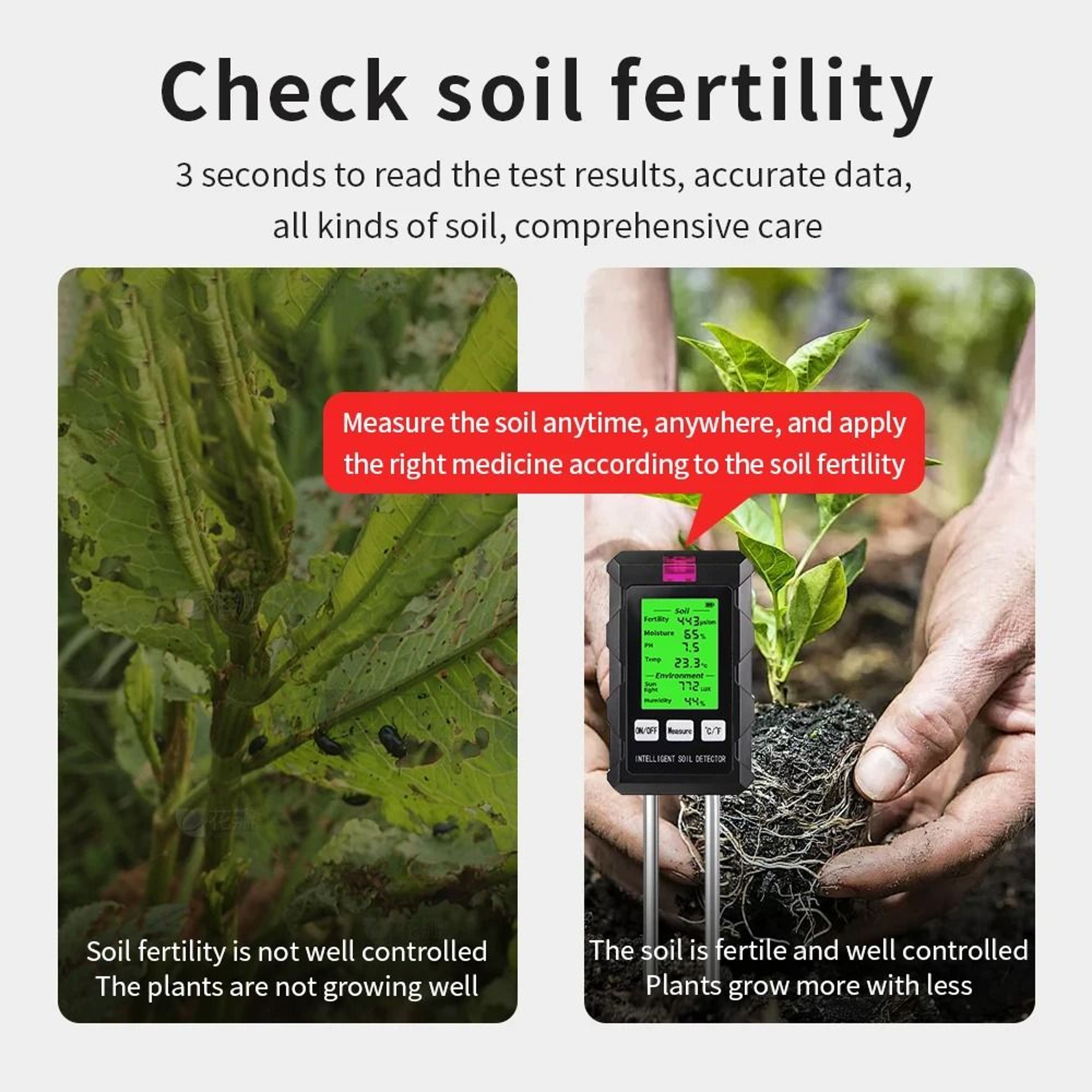 GrowSense 6in1 Soil Tester For Complete Plant Care 6