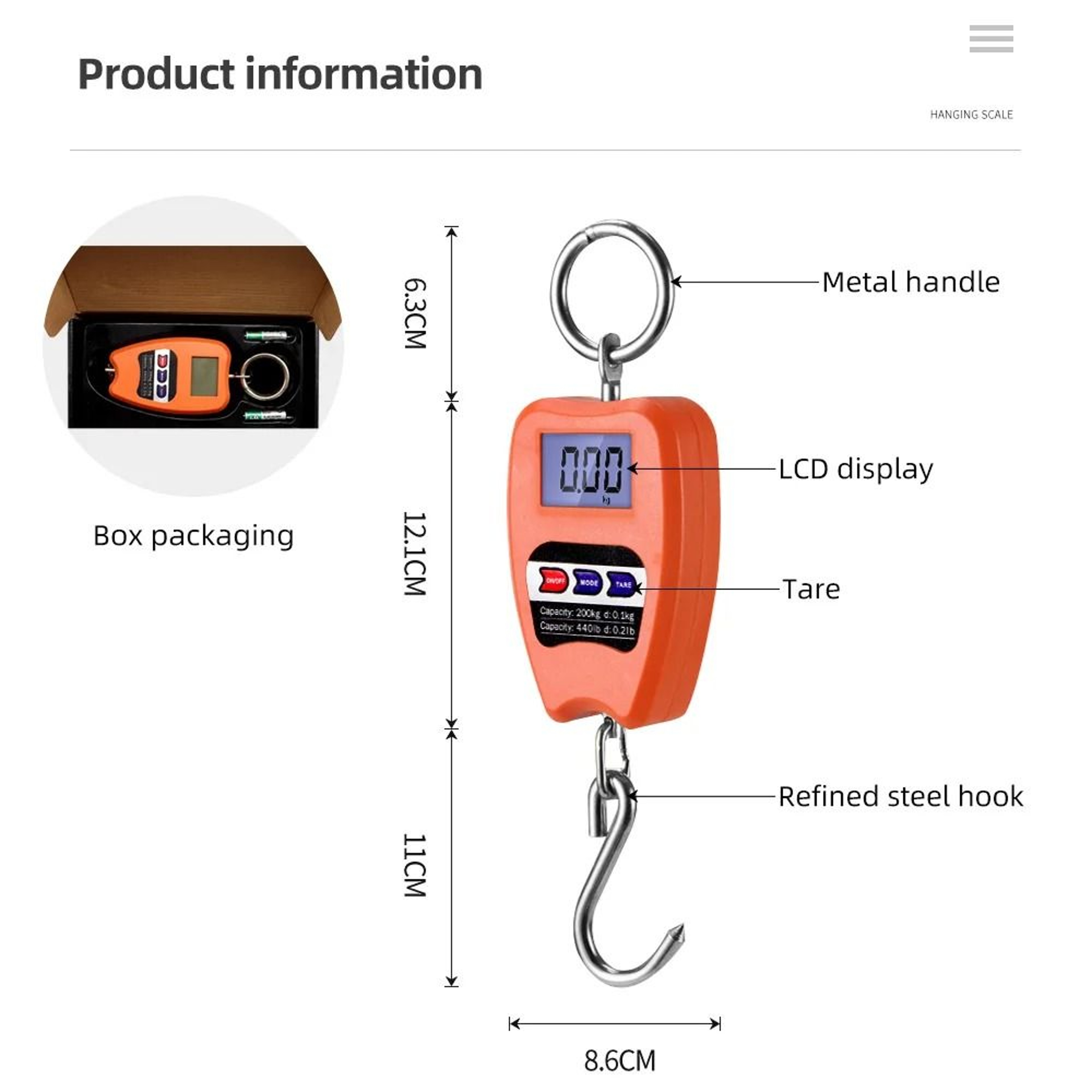 LoadCheck 200kg Crane Scale And Digital Hanging Scale 4