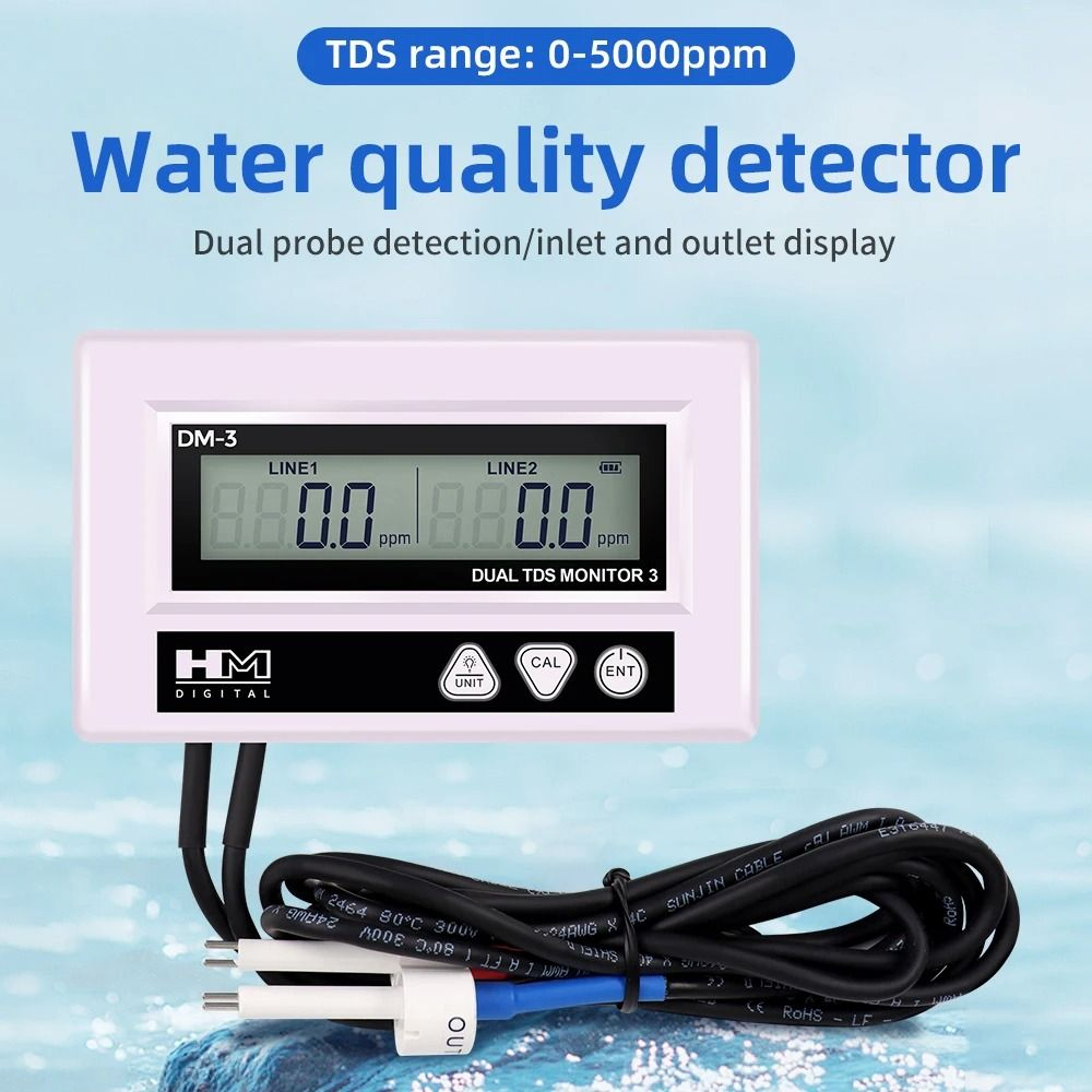 HM DM3 Inline TDS Meter And EC Water Tester With Dual Probes 0