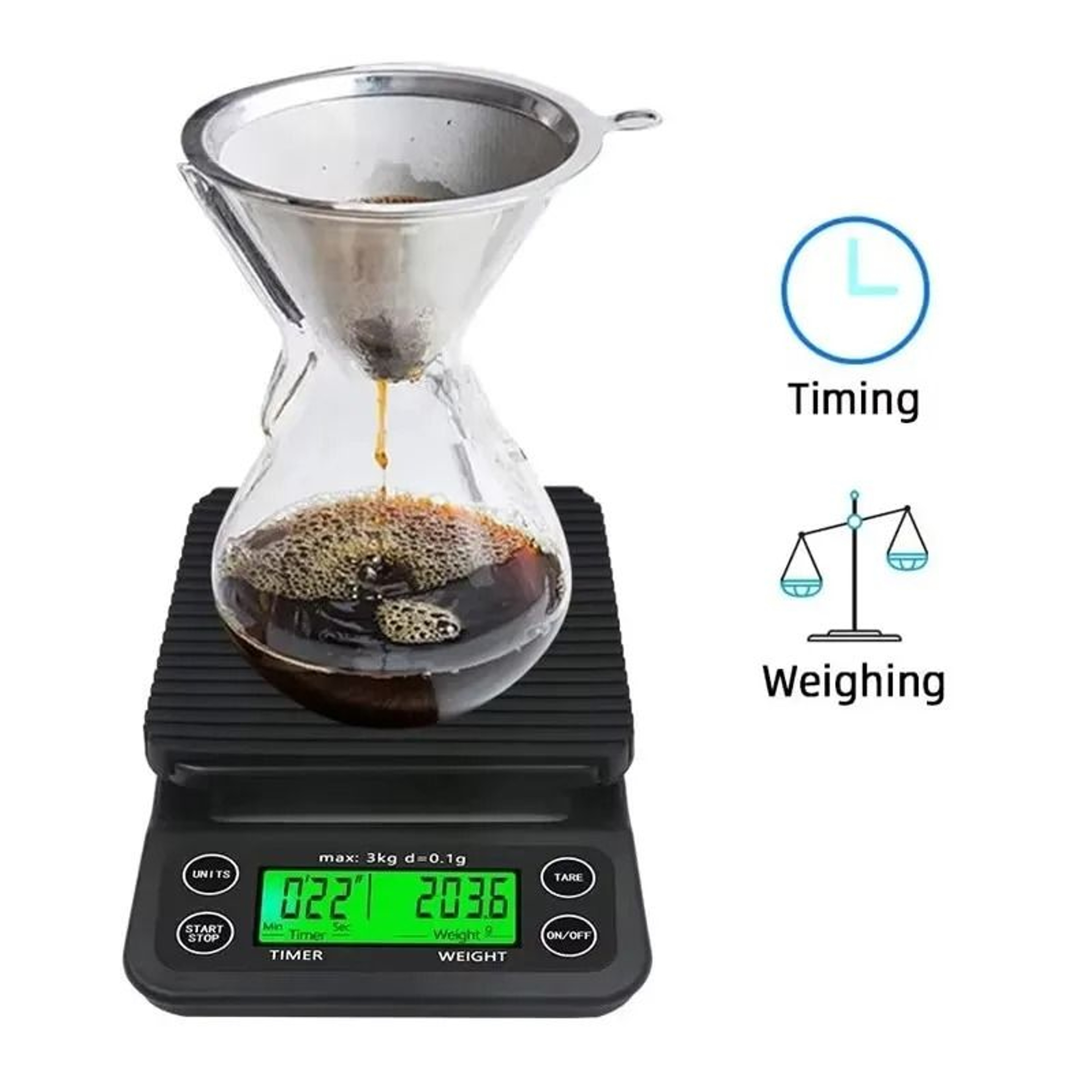 BrewBalance Digital Coffee Scale With Timer And 01g Precision Scale 6
