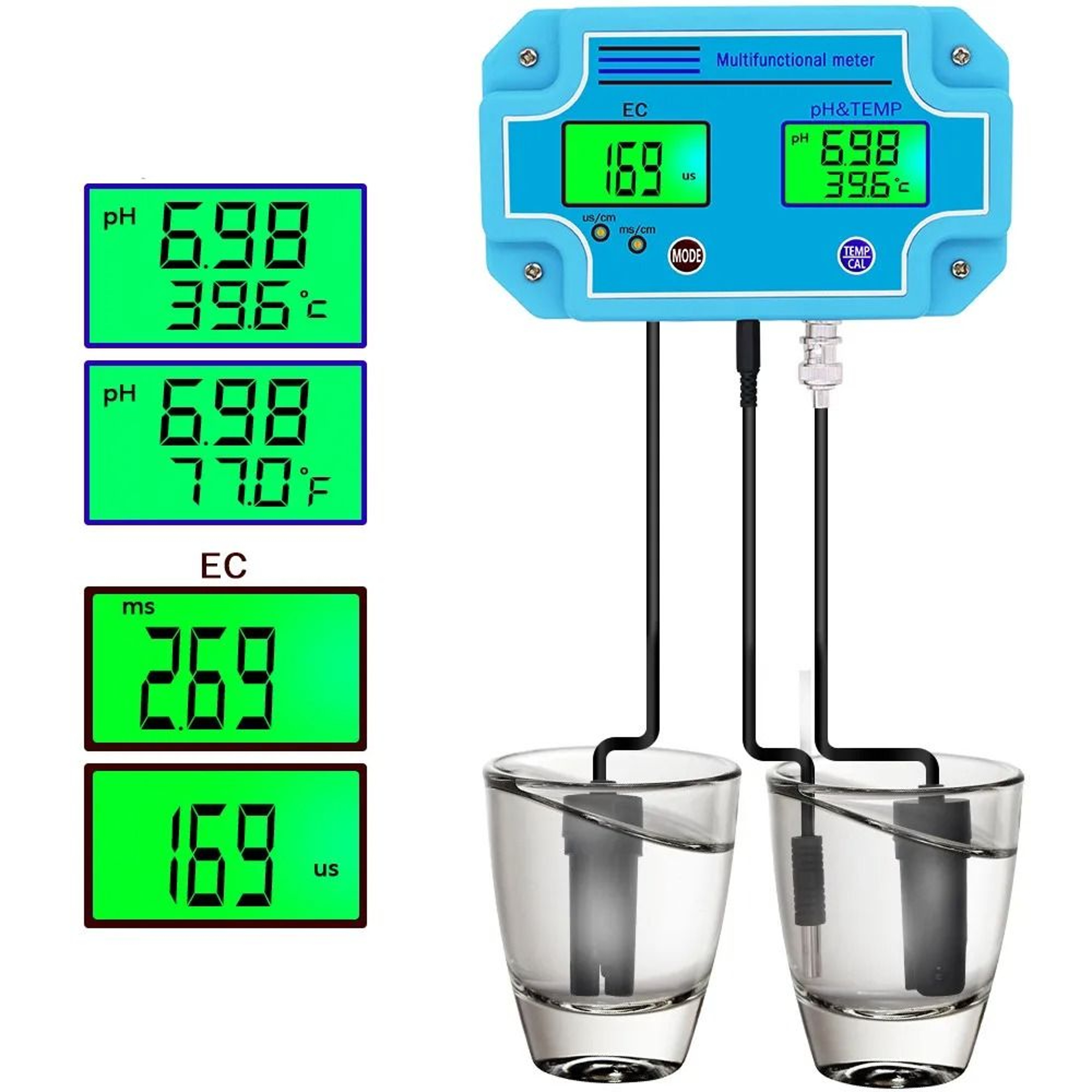 AquaSense PHEC2981 Digital PH And EC Meter With Temperature Display 6