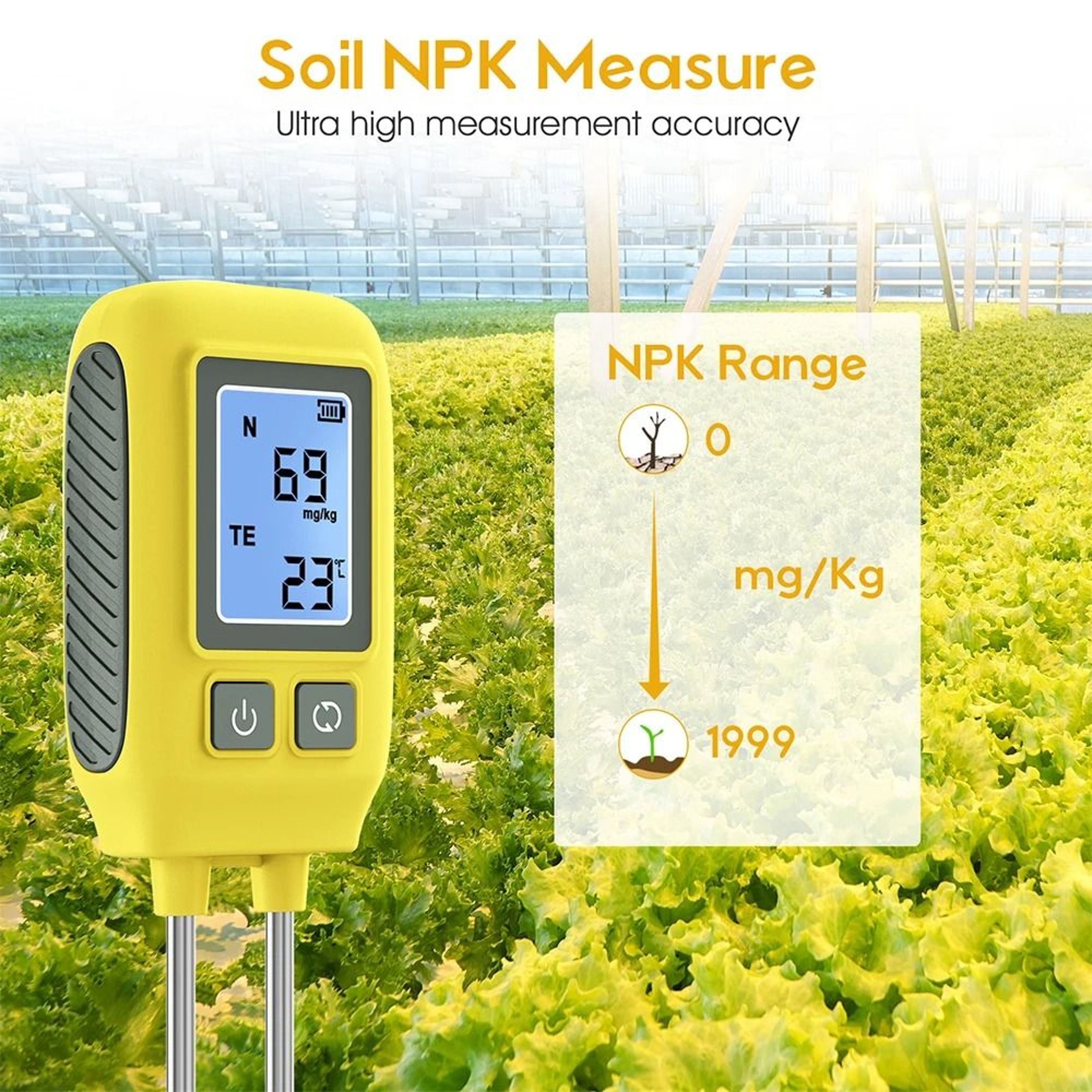 GrowSense Soil NPK Tester And Soil Temperature Meter With Dual Probe 0