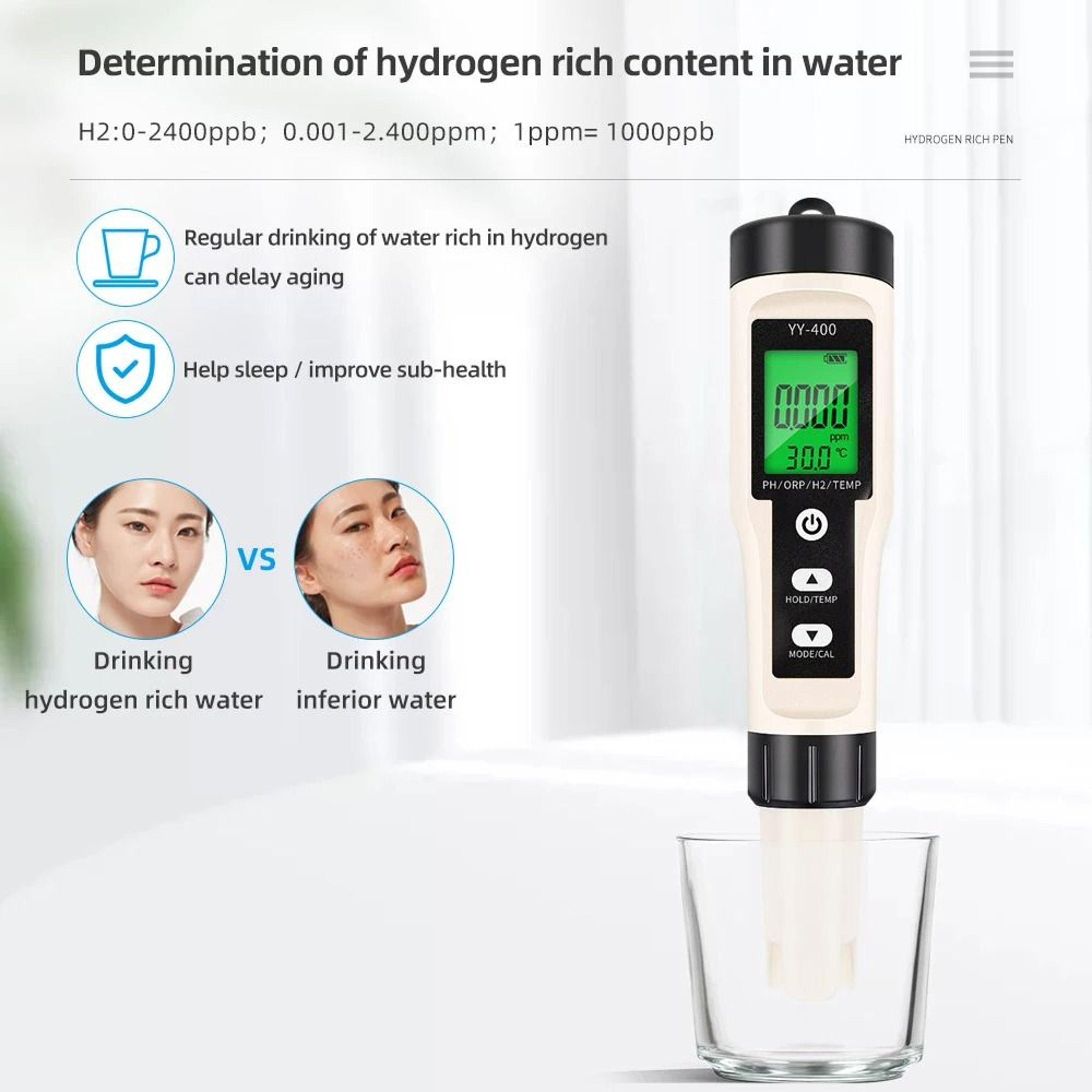 AquaSense 4in1 PH ORP Hydrogen Meter With Temperature 5