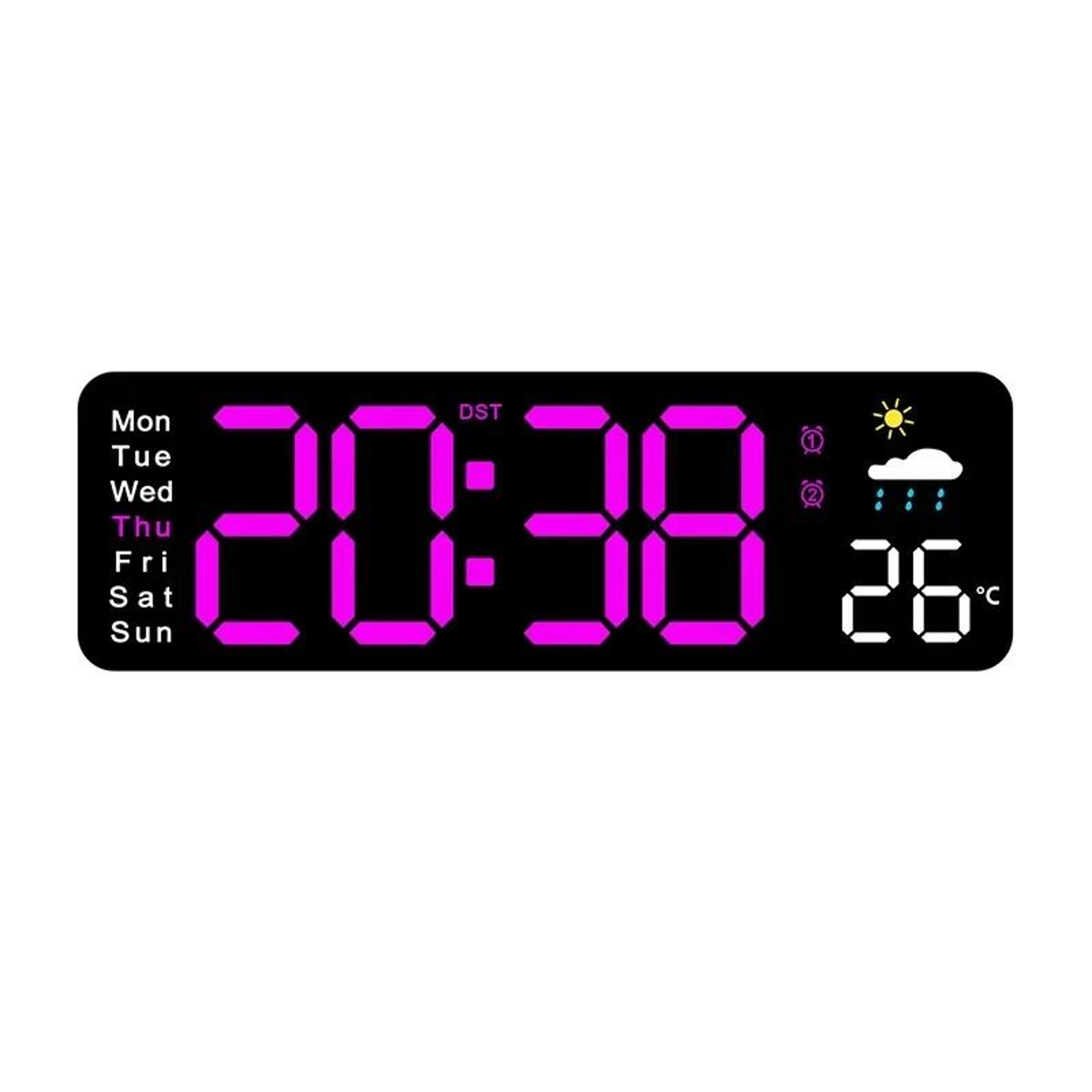 USB Powered Large Digital Wall Clock With Temperature Date And Week Display 8