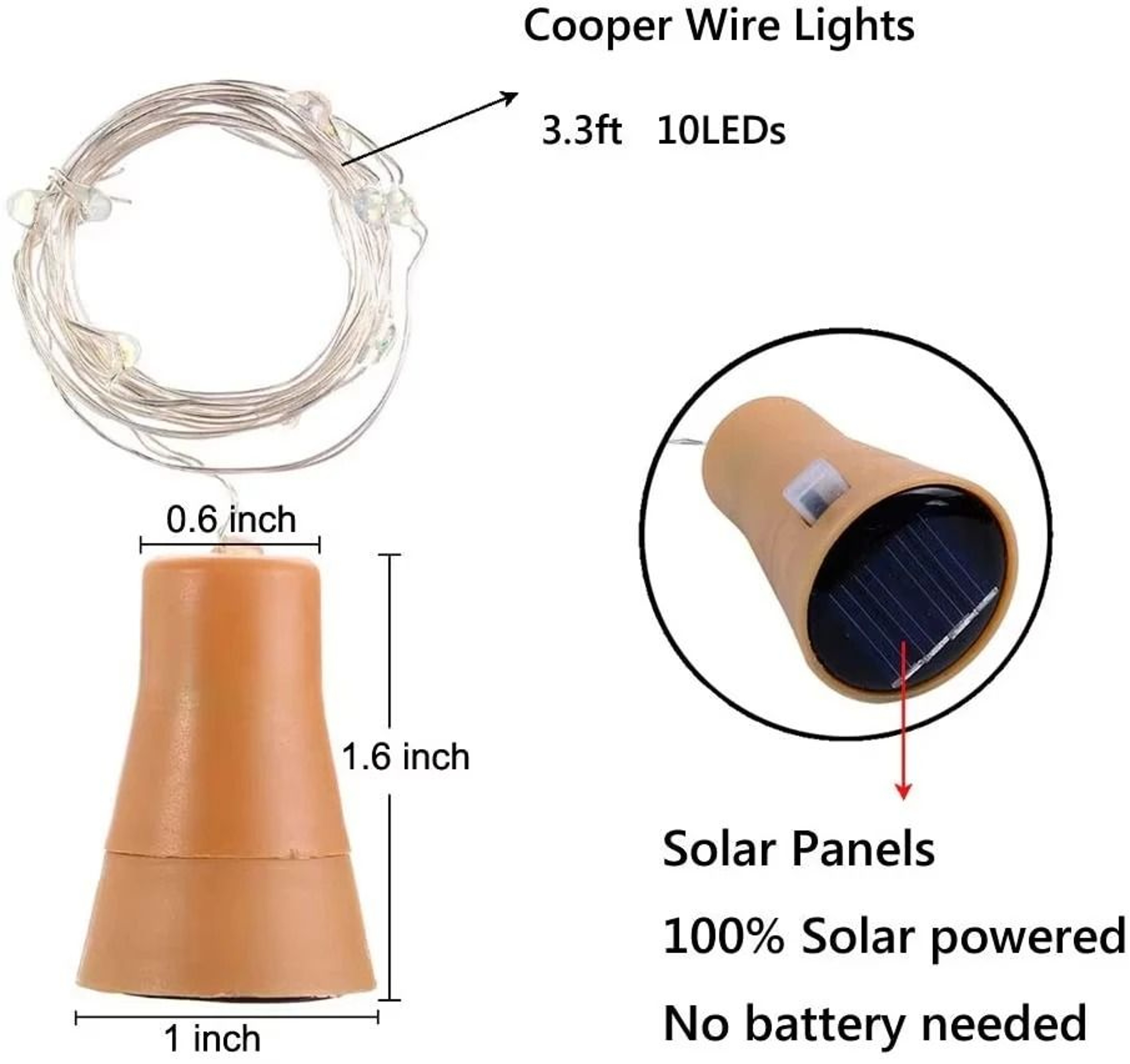 Solar Wine Bottle Cork Fairy Lights With Copper Wire 7