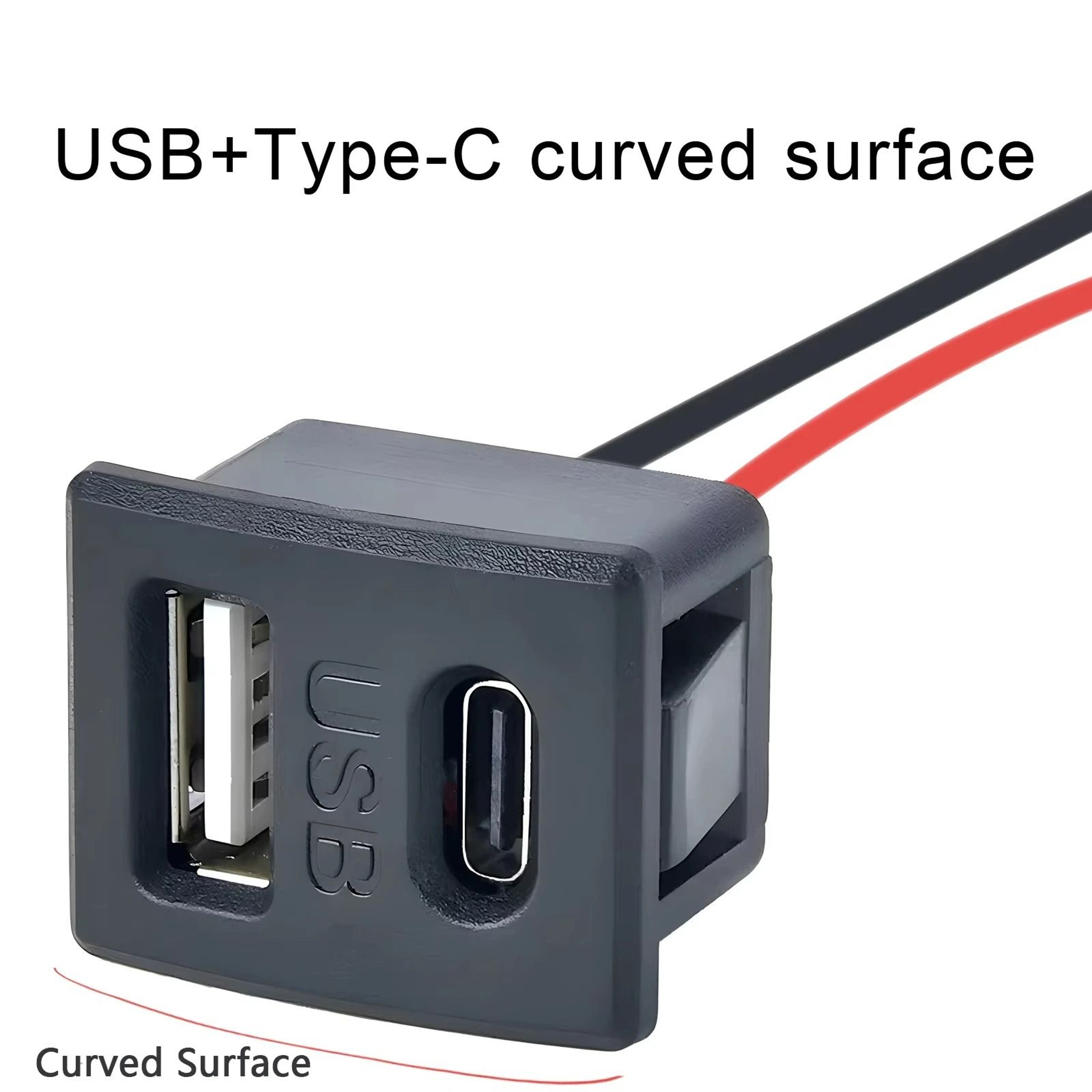 DoubleLayer USBA And TypeC Female Charging Socket With Cable 1
