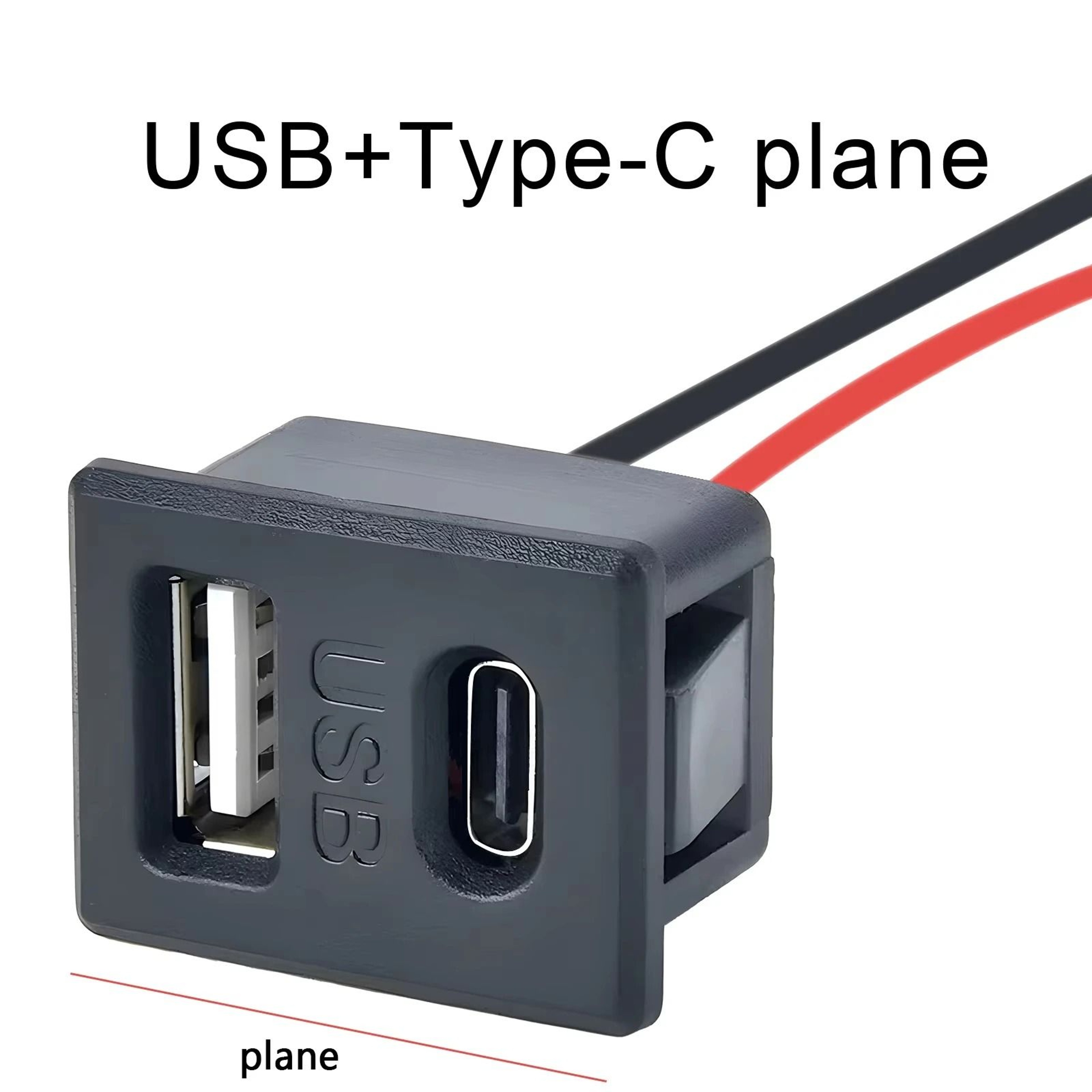 DoubleLayer USBA And TypeC Female Charging Socket With Cable 2