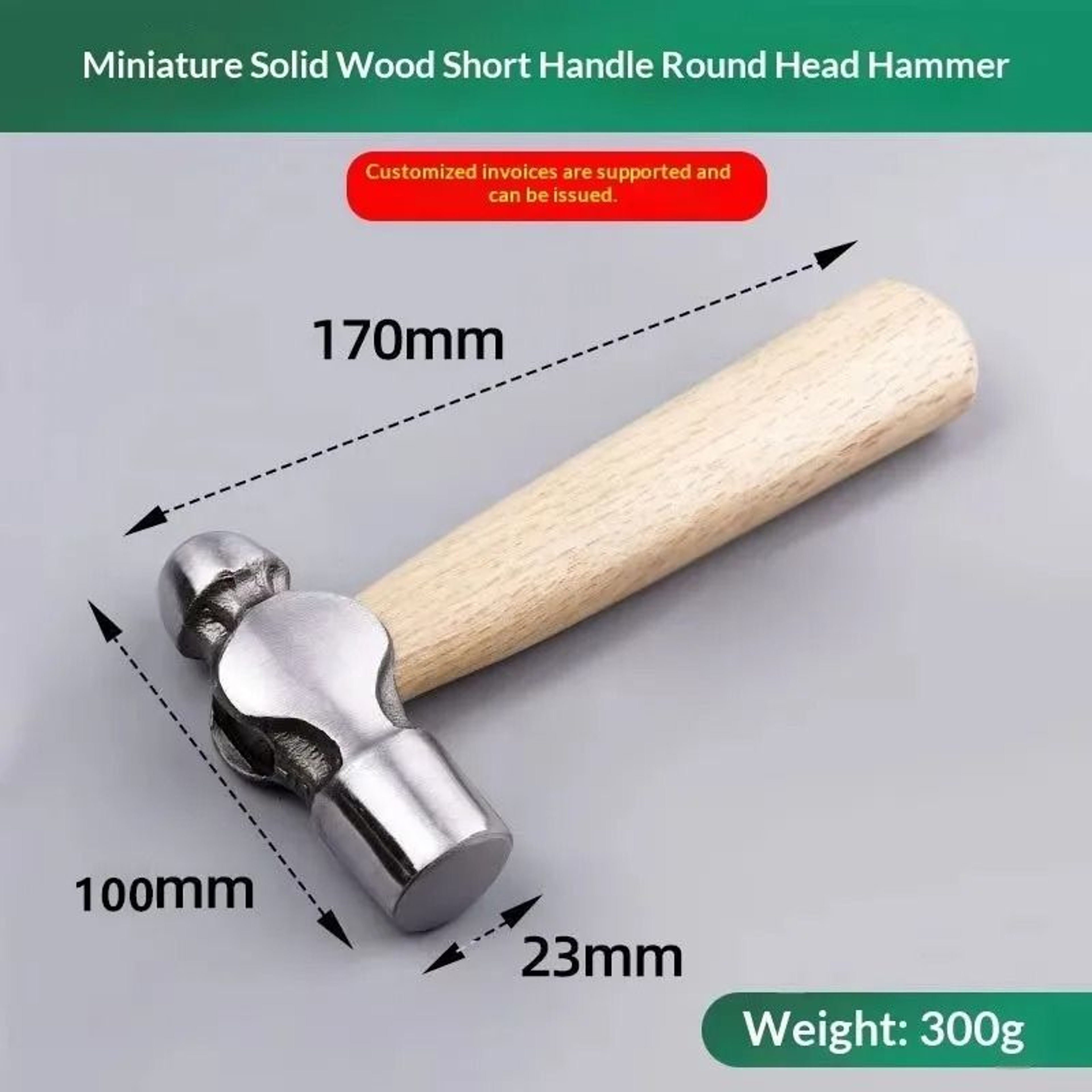Mini High Carbon Steel Hammer With Solid Wood Short Handle 5