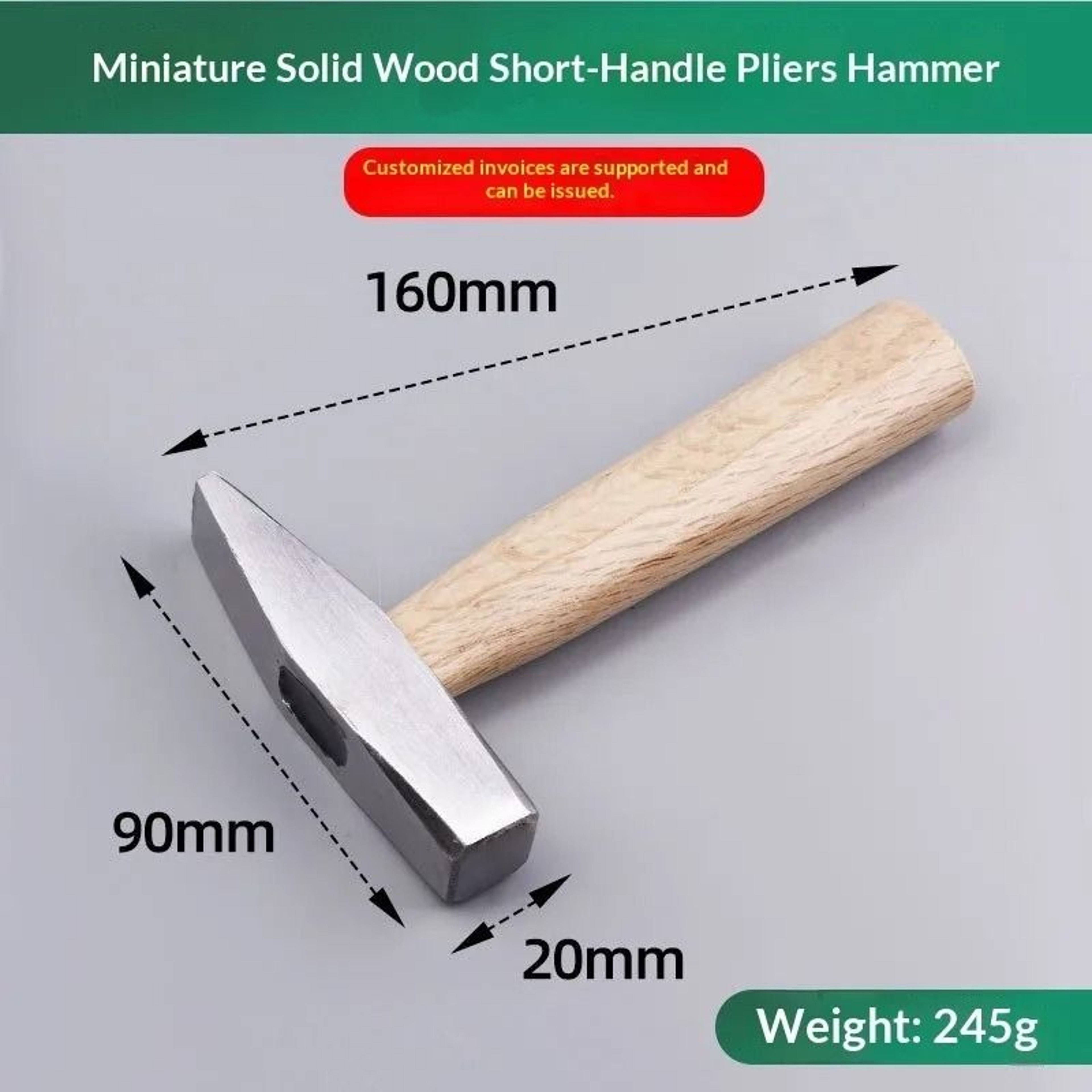 Mini High Carbon Steel Hammer With Solid Wood Short Handle 1