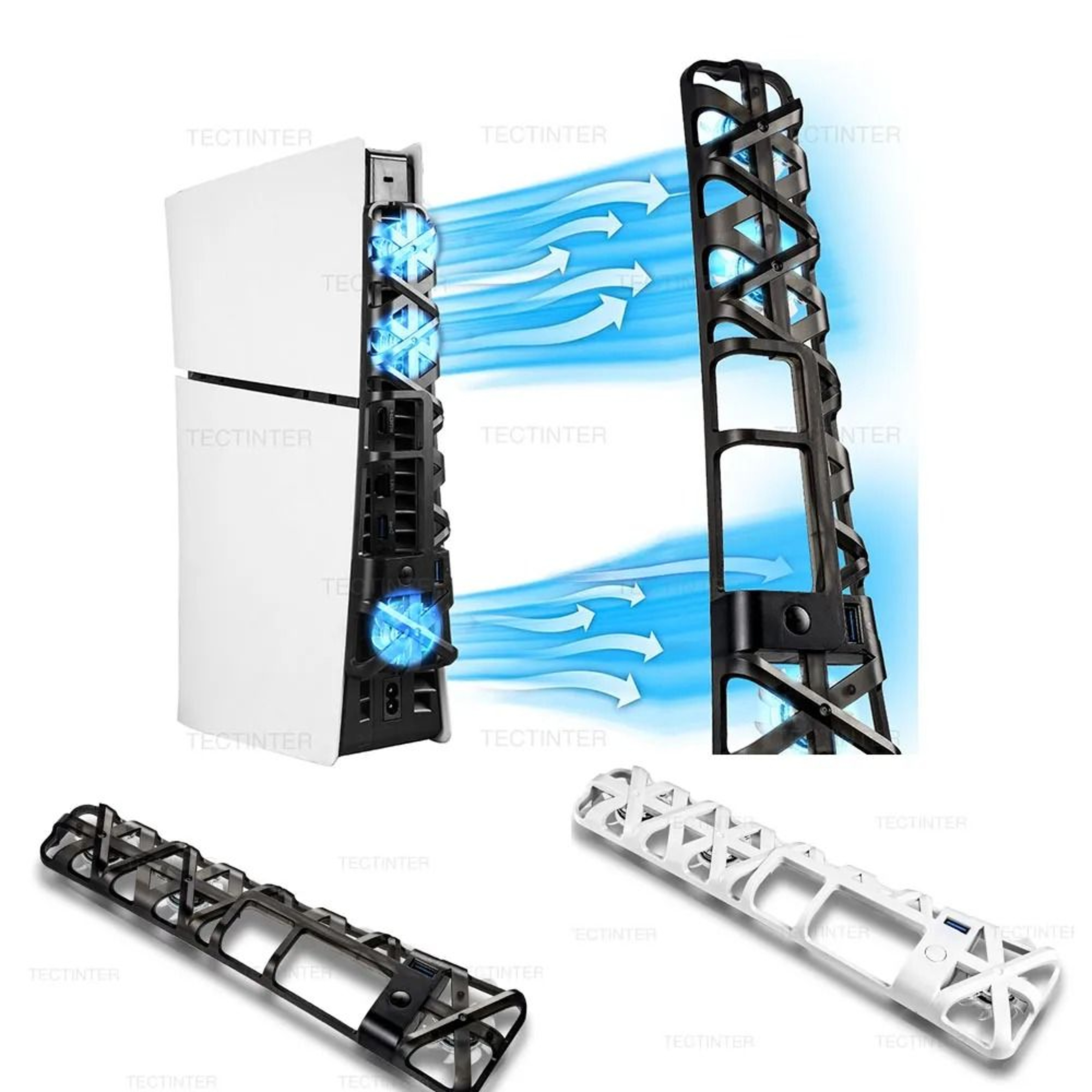 PS5 Slim Cooling Fan With 3Speed Control LED Light And USB 30 Hub 0