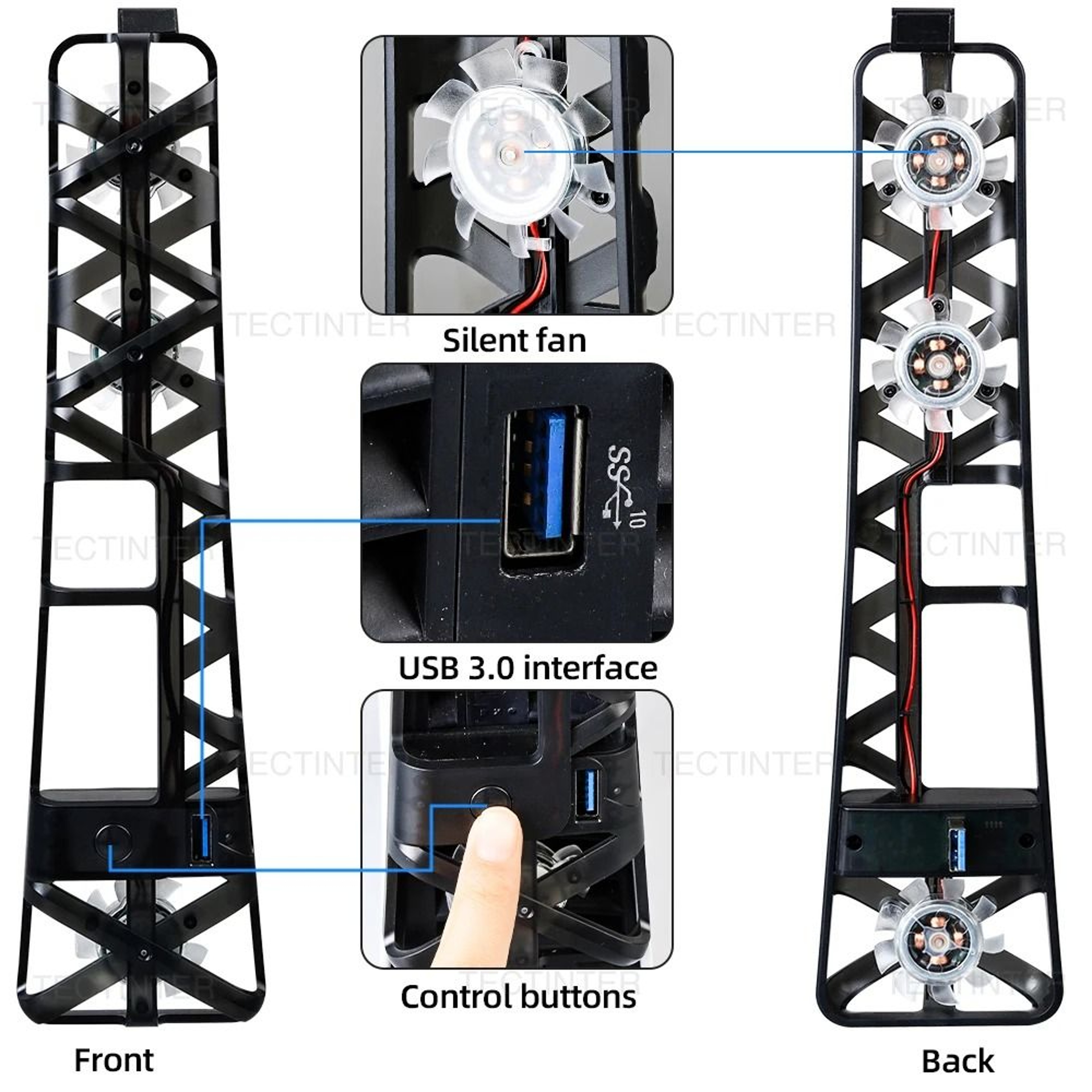 PS5 Slim Cooling Fan With 3Speed Control LED Light And USB 30 Hub 5