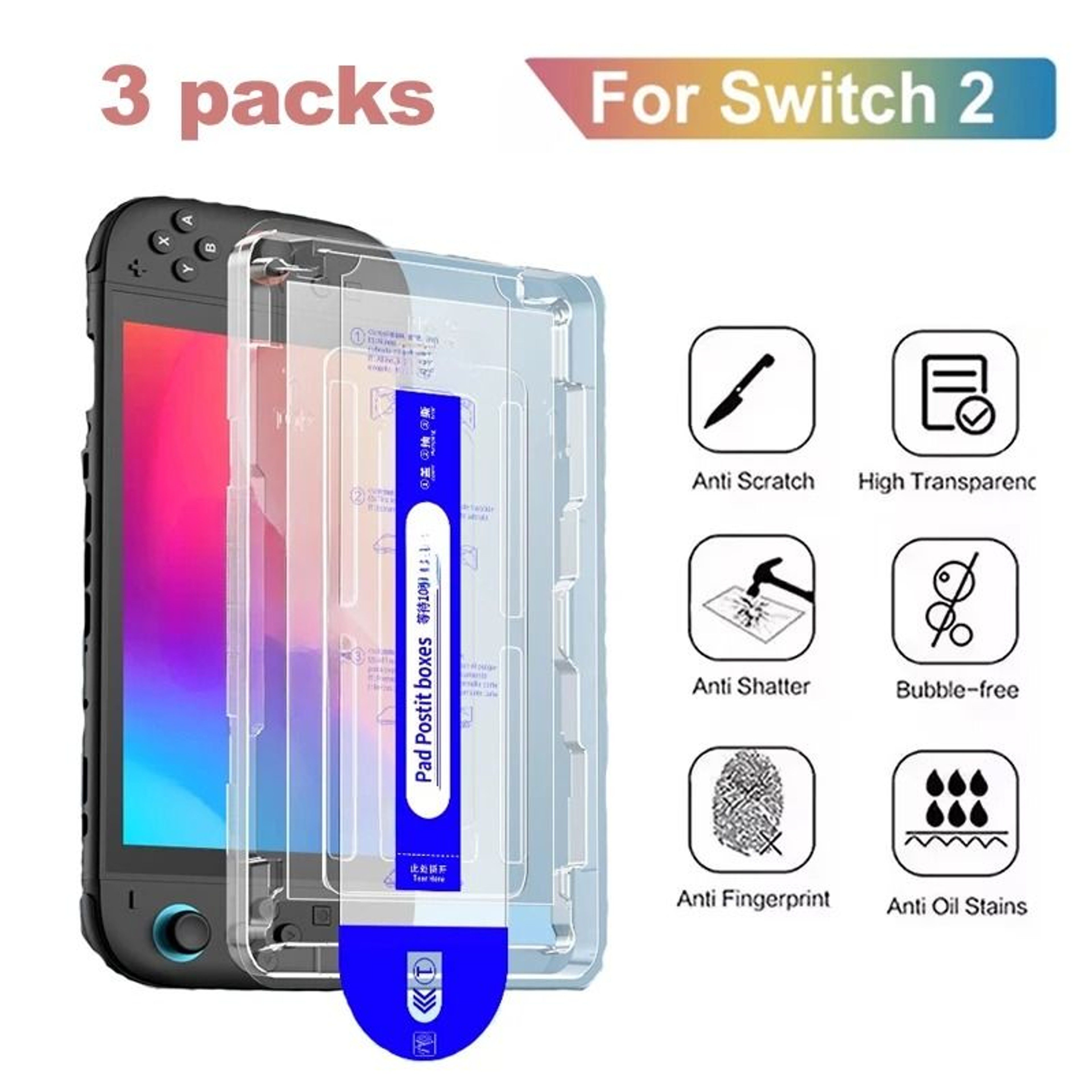 9H Tempered Glass Screen Protector For Nintendo Switch 2 0