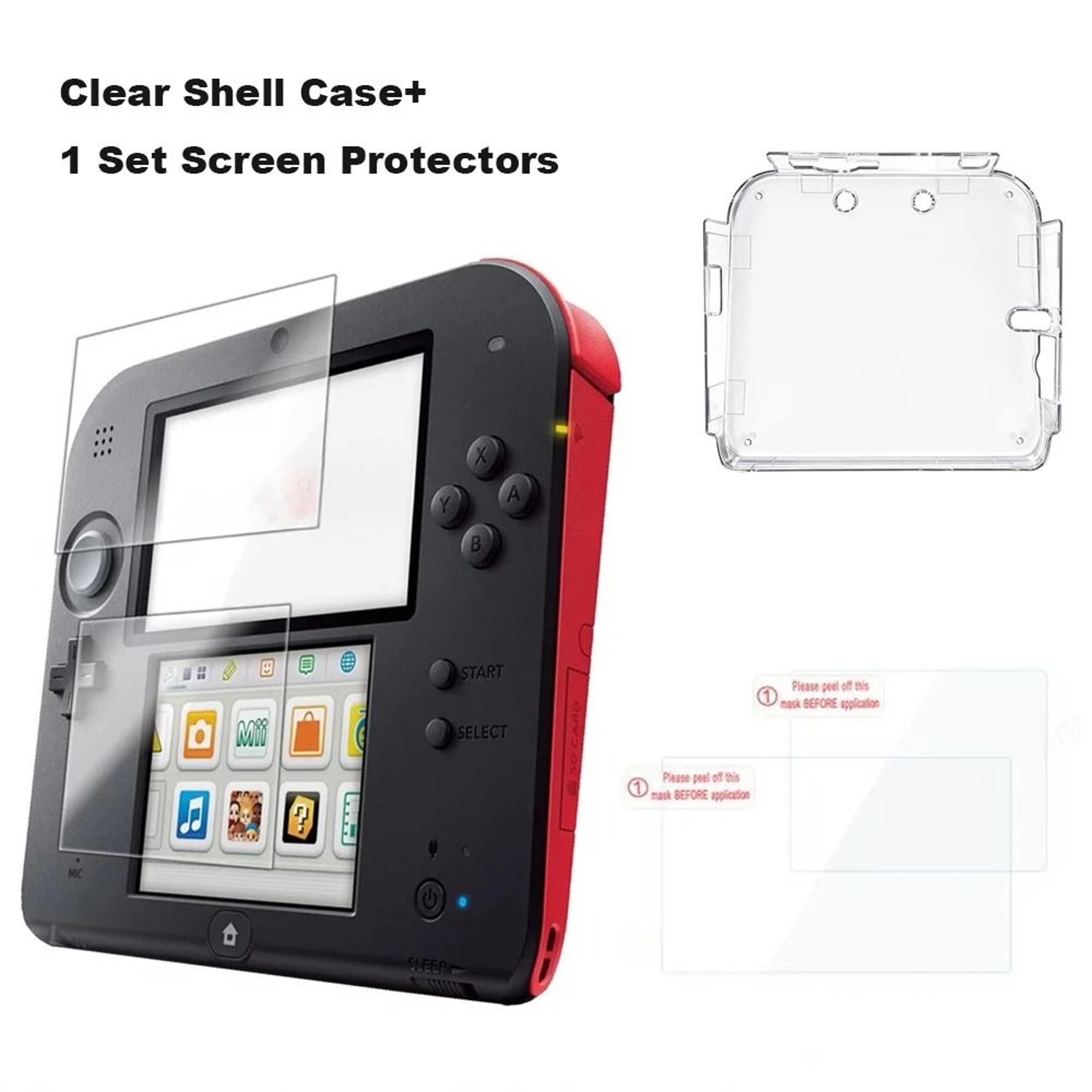 Nintendo 2DS Clear Hard Case And Screen Protector Kit 0