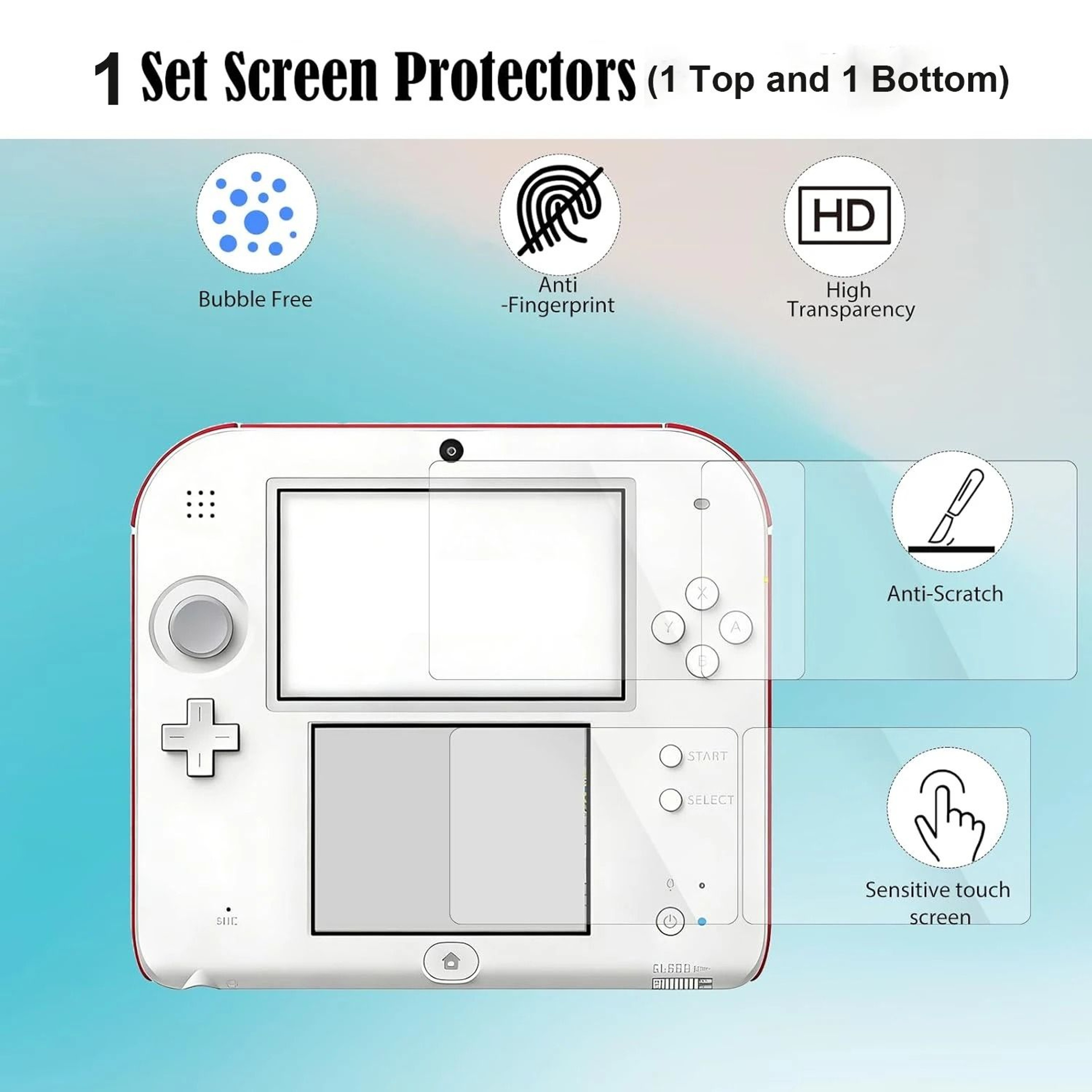 Nintendo 2DS Clear Hard Case And Screen Protector Kit 5
