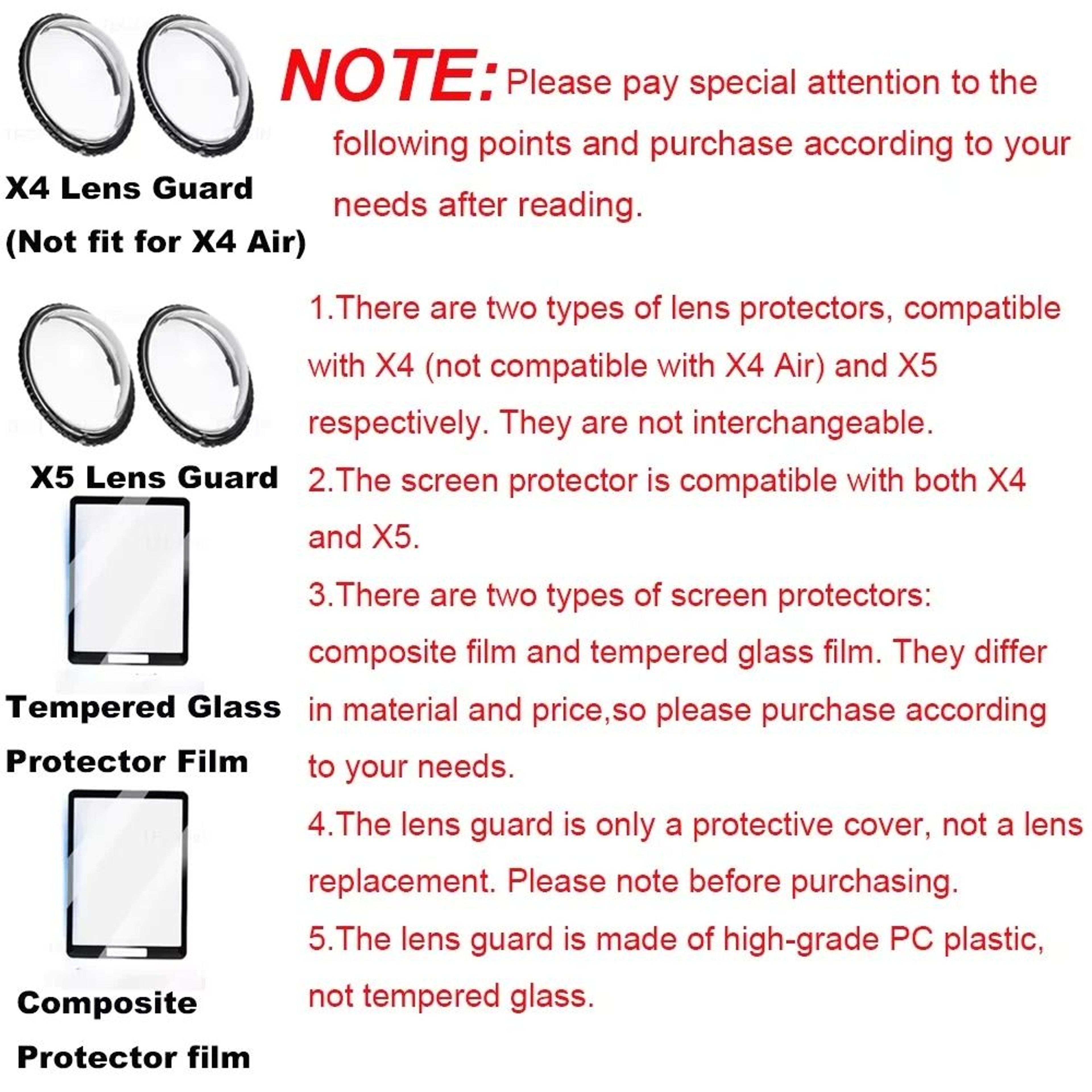 Insta360 X5 Lens Guard Screen Protector And Lens Cap Kit 8