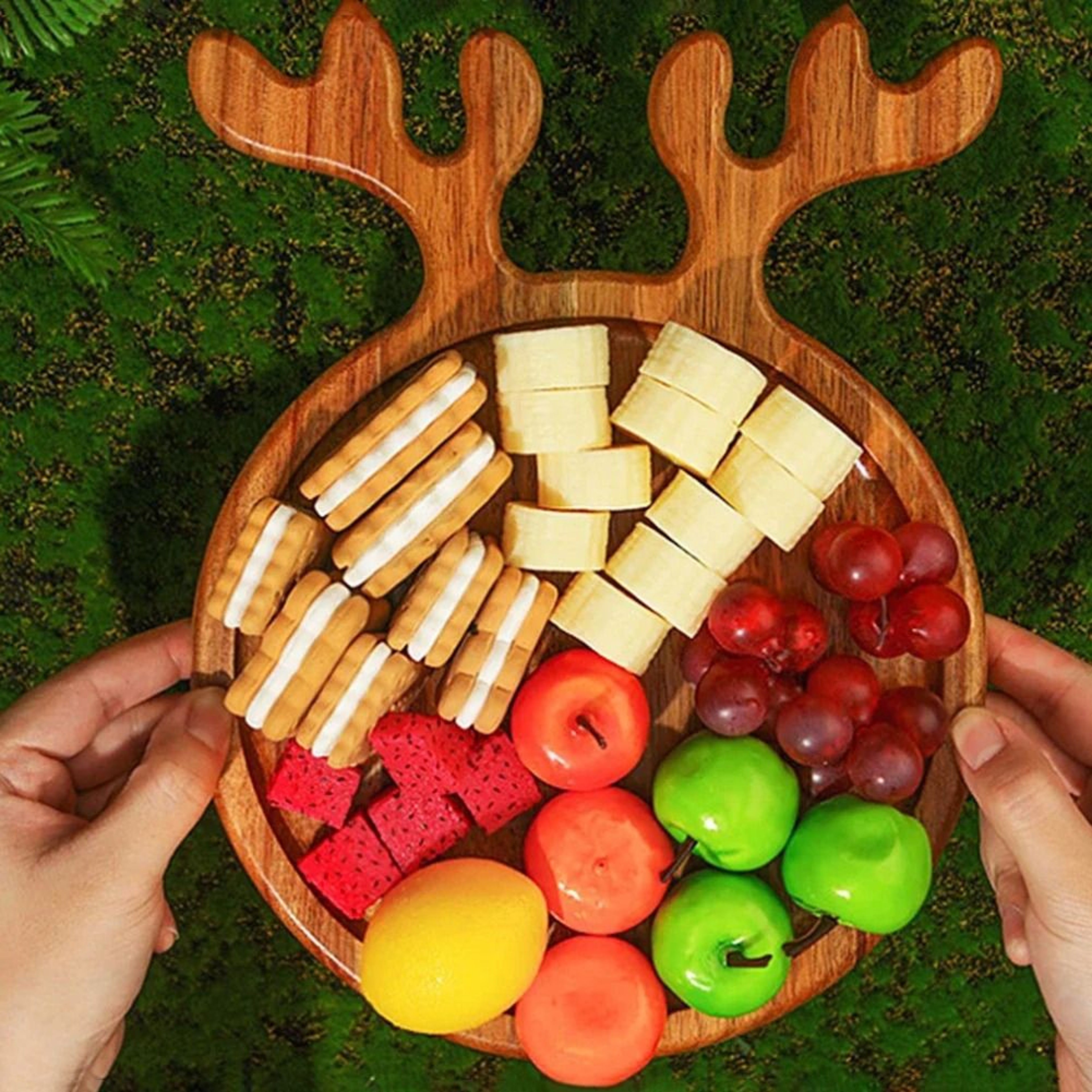 Wood Christmas Tree Serving Tray Snack Fruit Candy And Dessert Platter 5