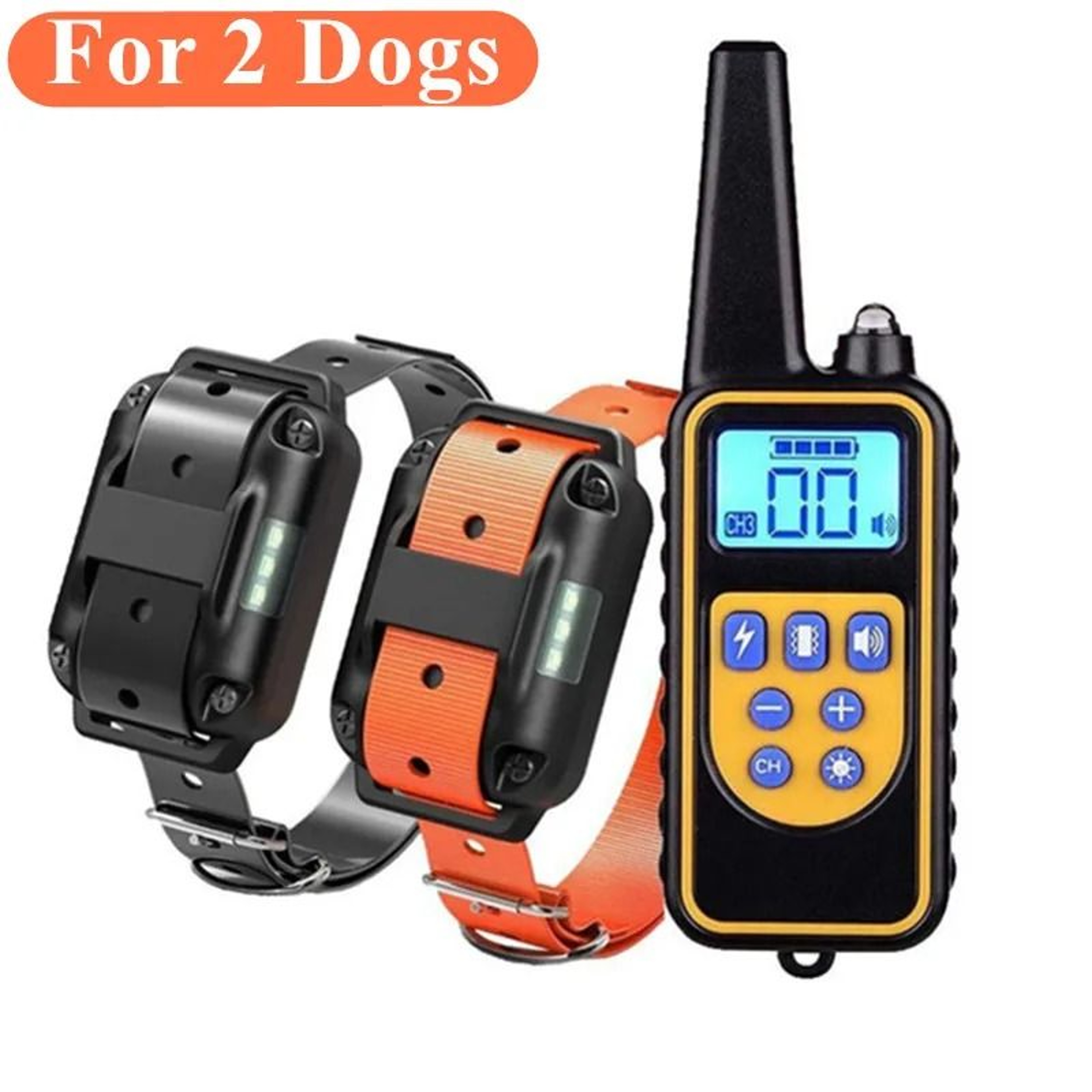 800m Dog Training Collar Waterproof Rechargeable Remote Collar With Sound Vibration And Static Mode 2