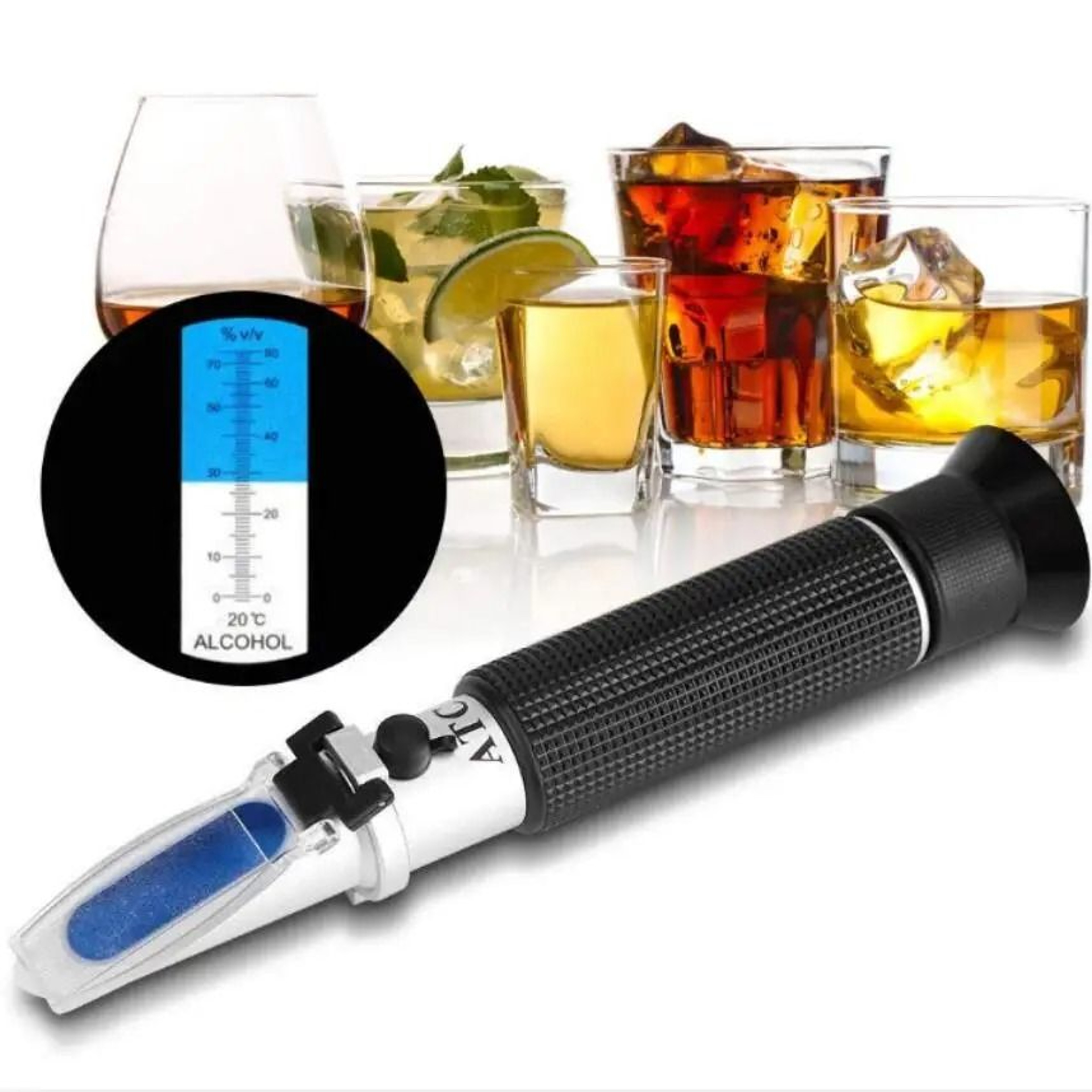 080 Alcohol Refractometer Handheld ATC Spirits And Liquor Concentration Tester 2