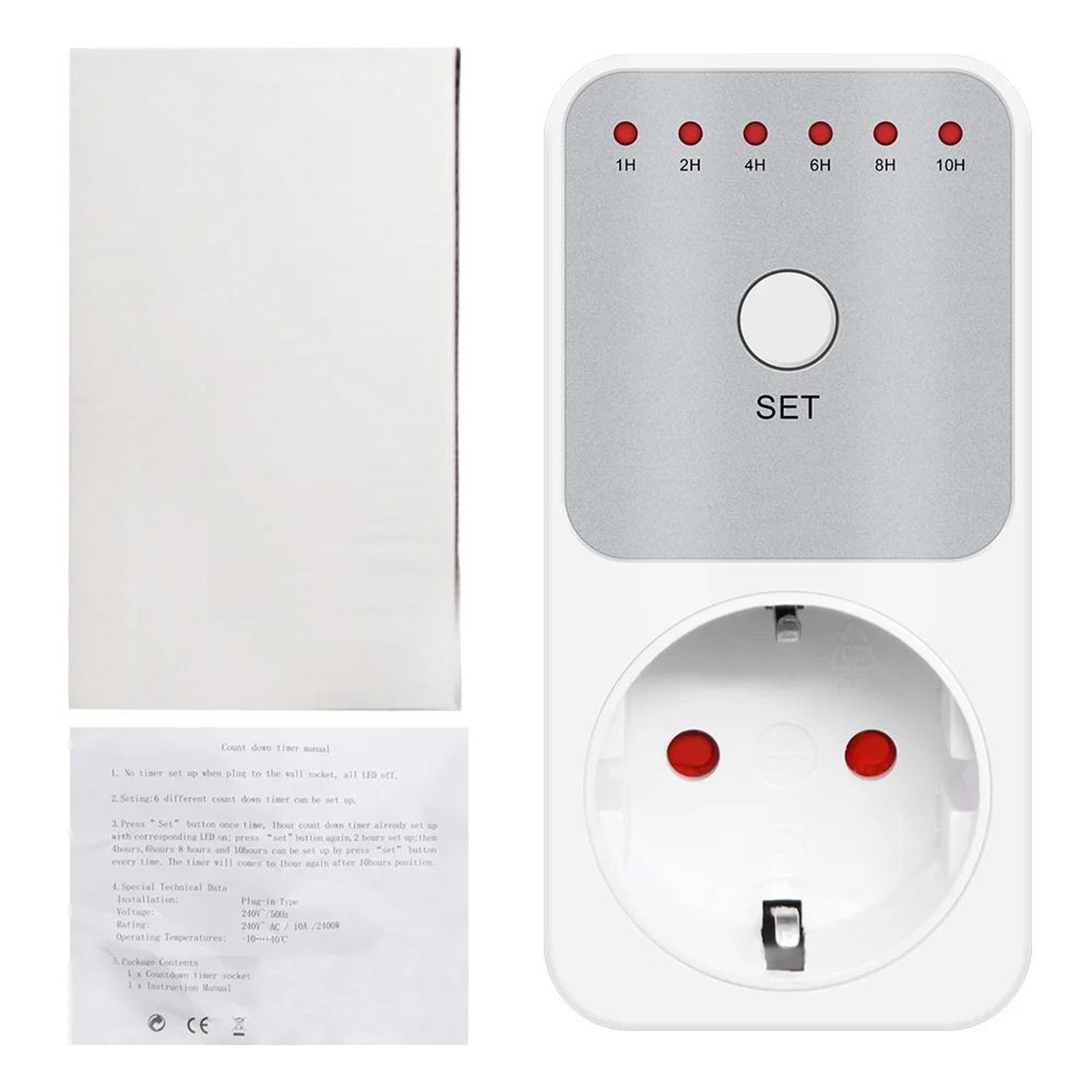 TM04 Countdown Timer Socket 16A LED PlugIn Appliance Timer 110 Hours 0