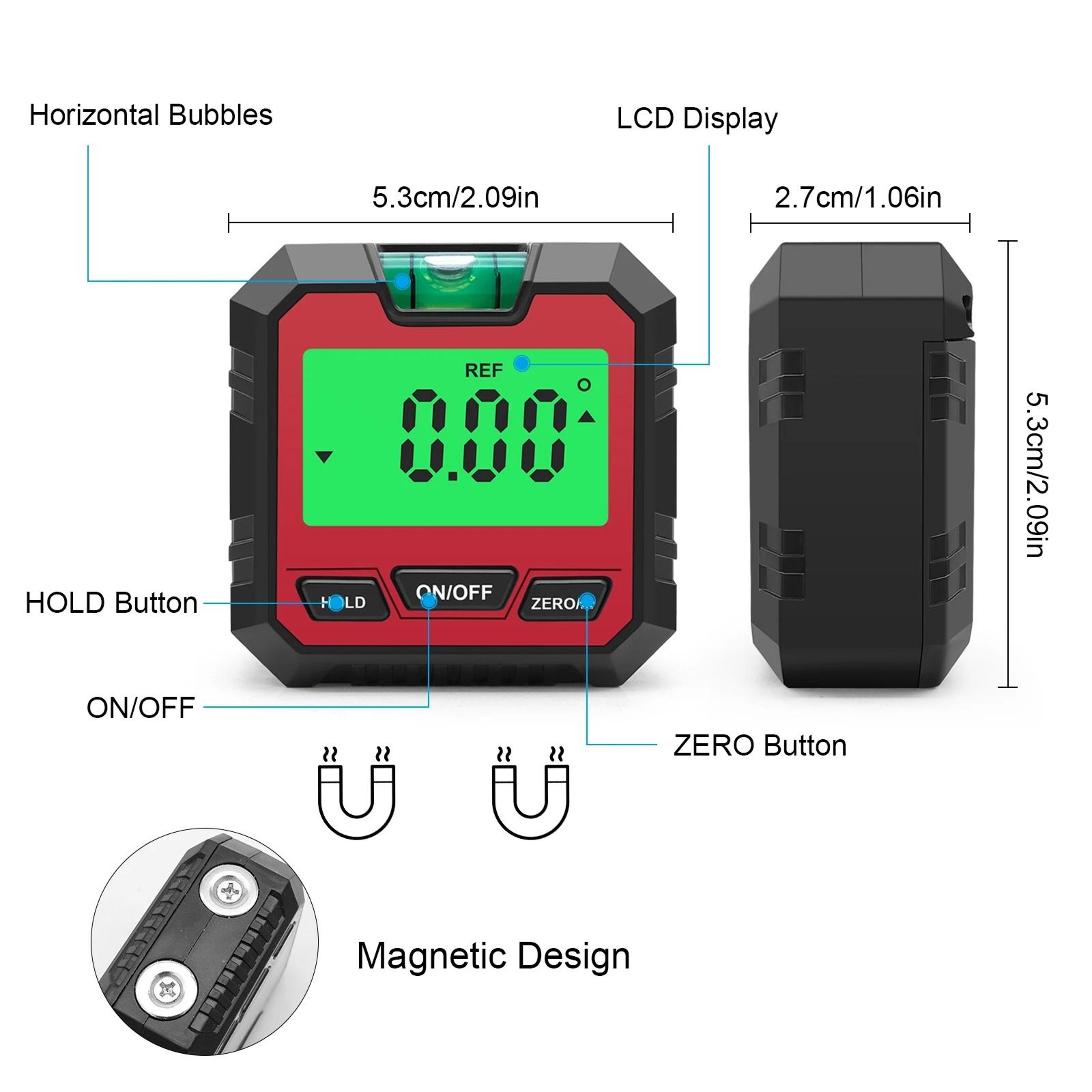 360 Digital Angle Finder Magnetic Inclinometer Level With Backlit LCD 5
